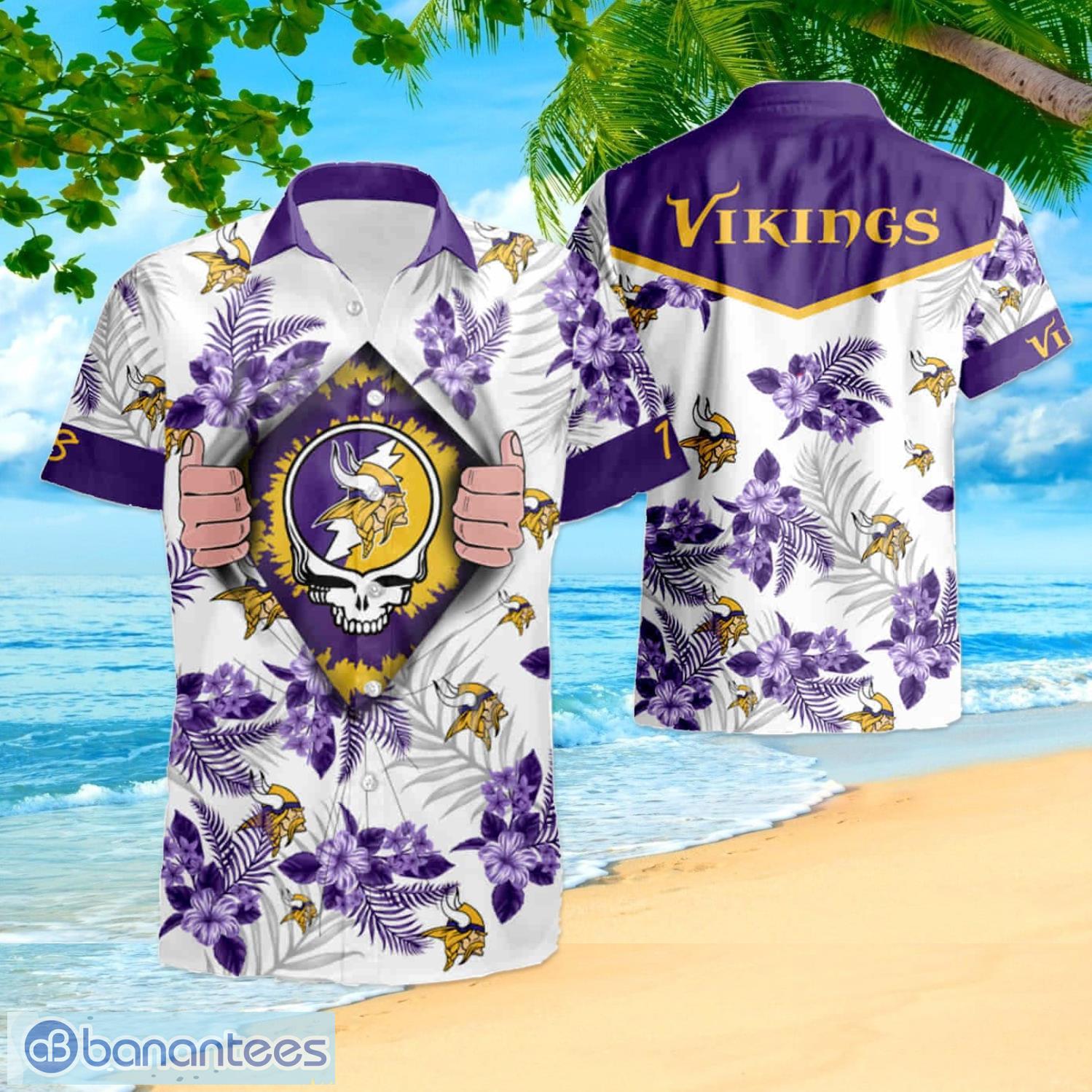 Minnesota Vikings American Flag Logo Hawaiian Shirt Vacation Gift For Men  And Women Gift - Banantees