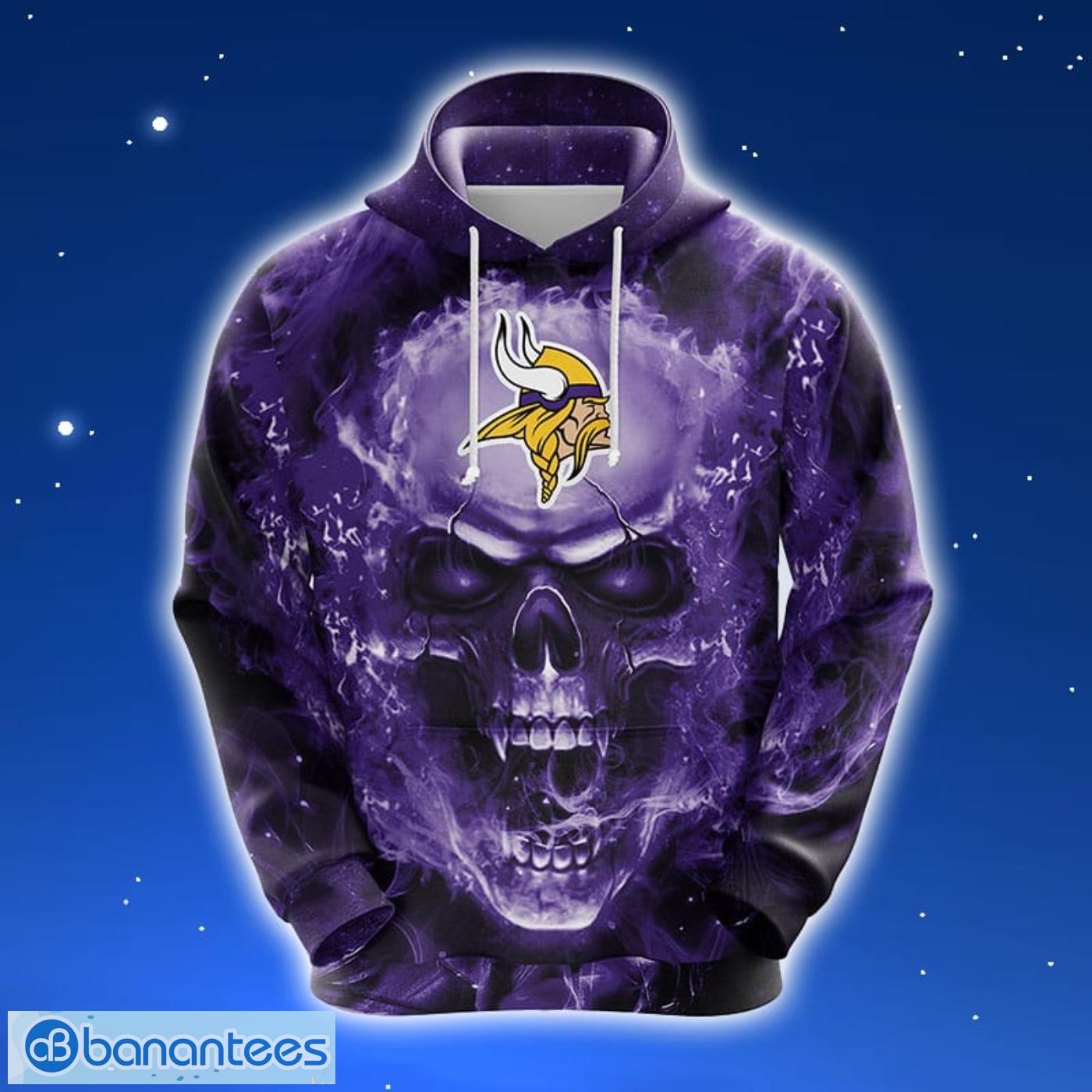 NFL Minnesota Vikings Skull Funny Violet 3D Hoodie Zip Hoodie For Men And Women Sport Gift Product Photo 1