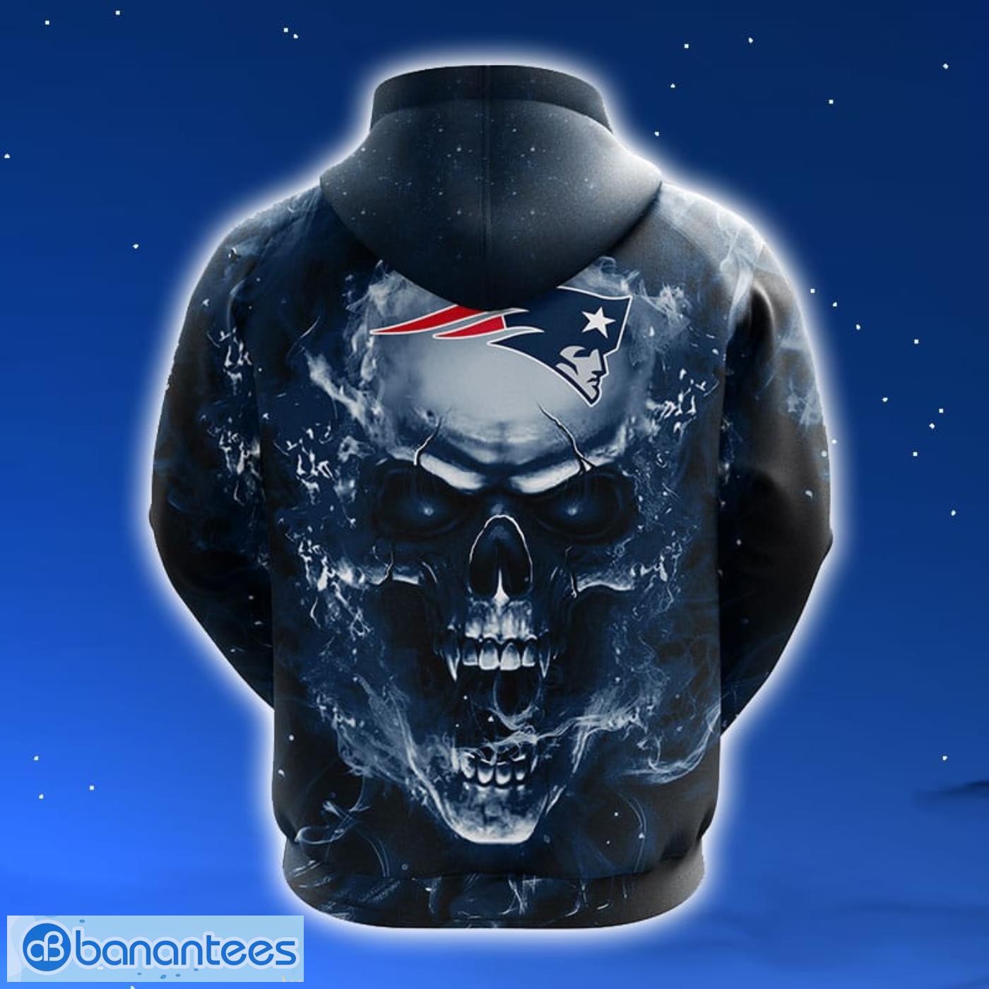 NFL New England Patriots Skull Funny Blue 3D Hoodie Zip Hoodie For Men And Women Sport Gift Product Photo 2