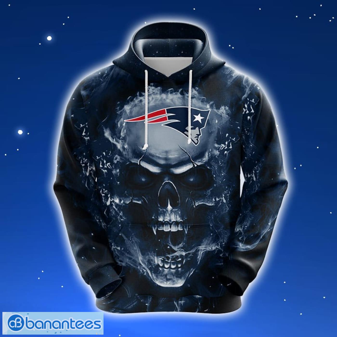 NFL New England Patriots Skull Funny Blue 3D Hoodie Zip Hoodie For Men And Women Sport Gift Product Photo 1