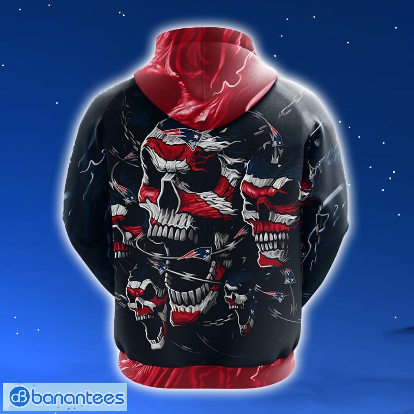 NFL New England Patriots Skull Funny Red 3D Hoodie Zip Hoodie For Men And Women Sport Gift Product Photo 2