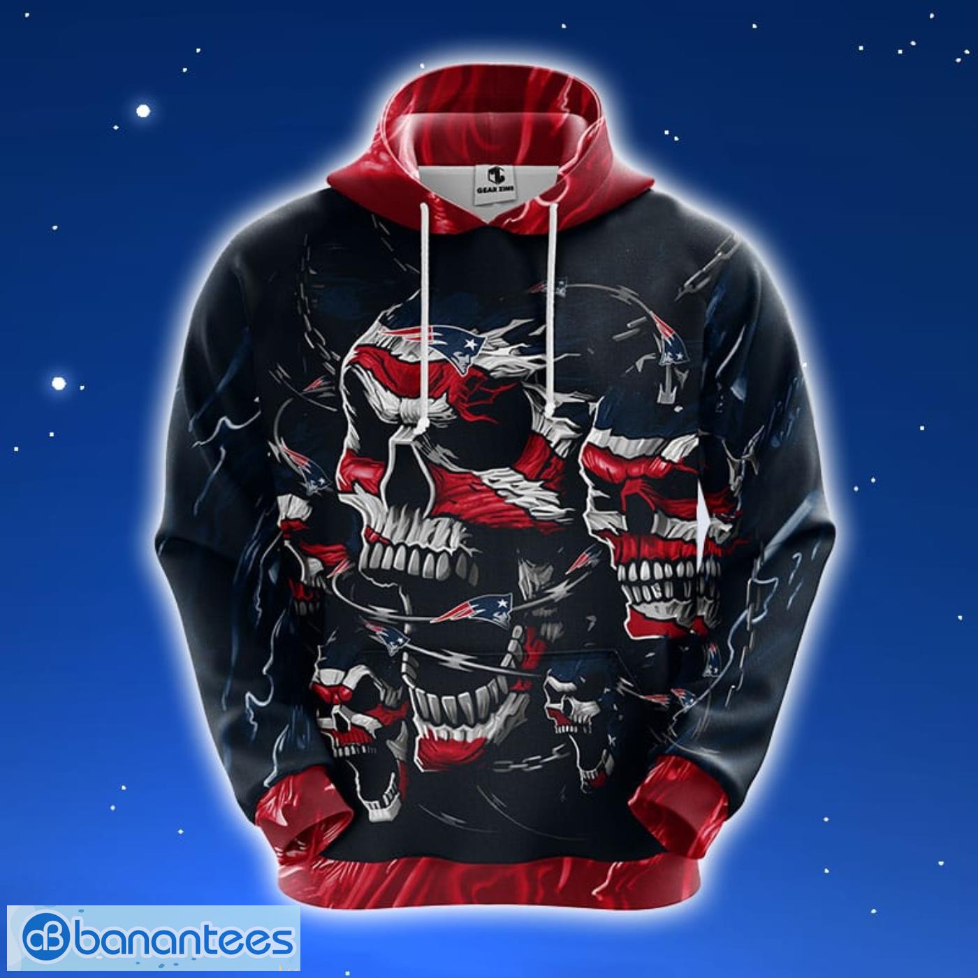 NFL New England Patriots Skull Funny Red 3D Hoodie Zip Hoodie For Men And Women Sport Gift Product Photo 1