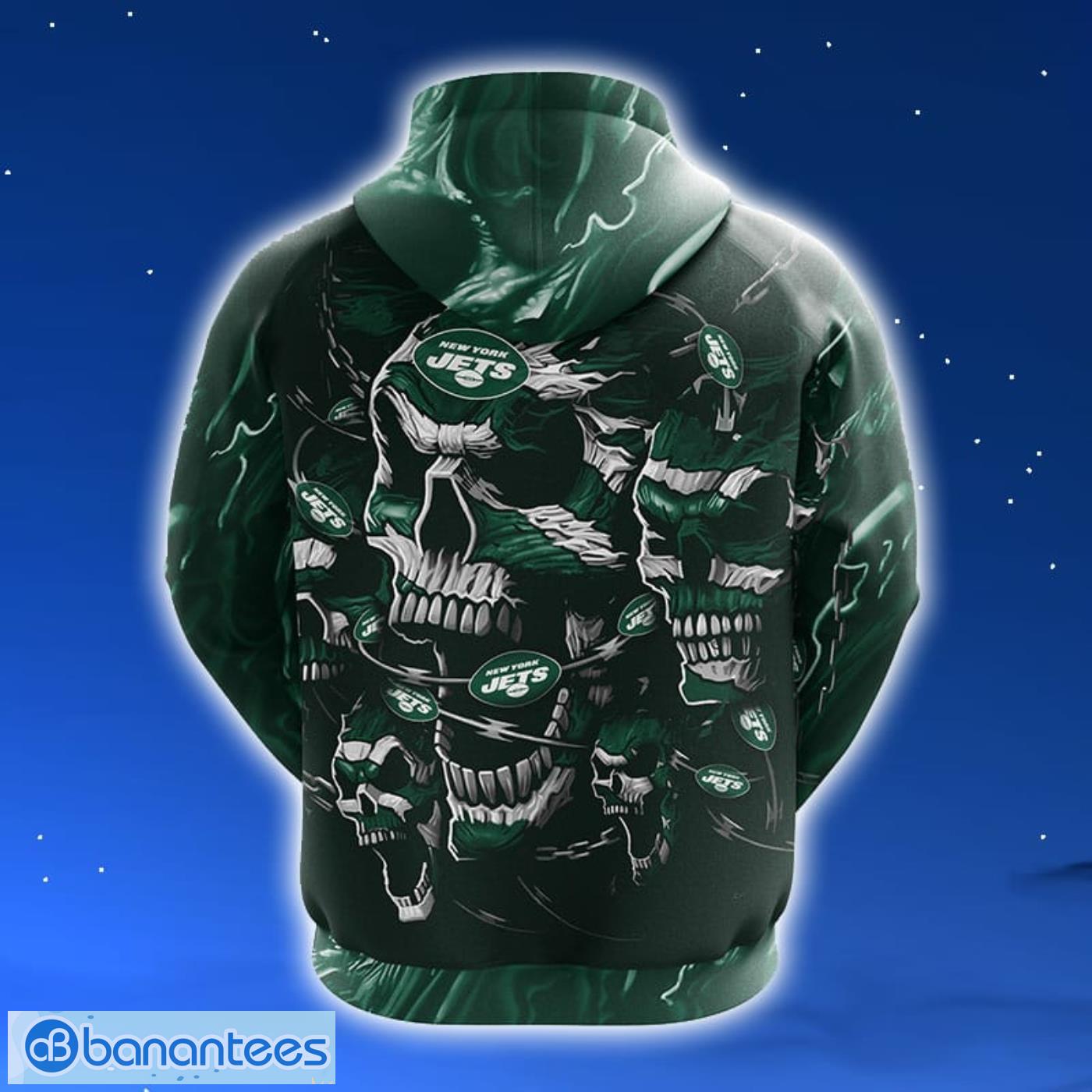 New York Jets NFL Skull Funny Green Hoodie, Zip Hoodie 3D All Over Print  For Fans