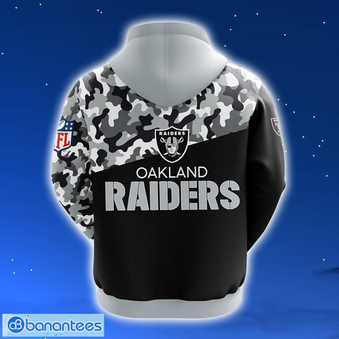 Oakland Raiders NFL Grey Unisex 3D Hoodie Zip Hoodie For Men And