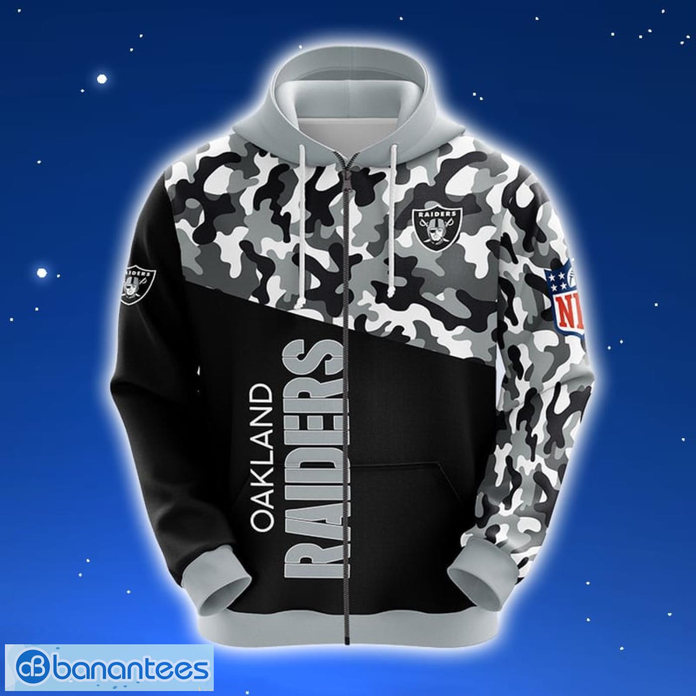 Oakland Raiders NFL Grey Unisex 3D Hoodie Zip Hoodie For Men And