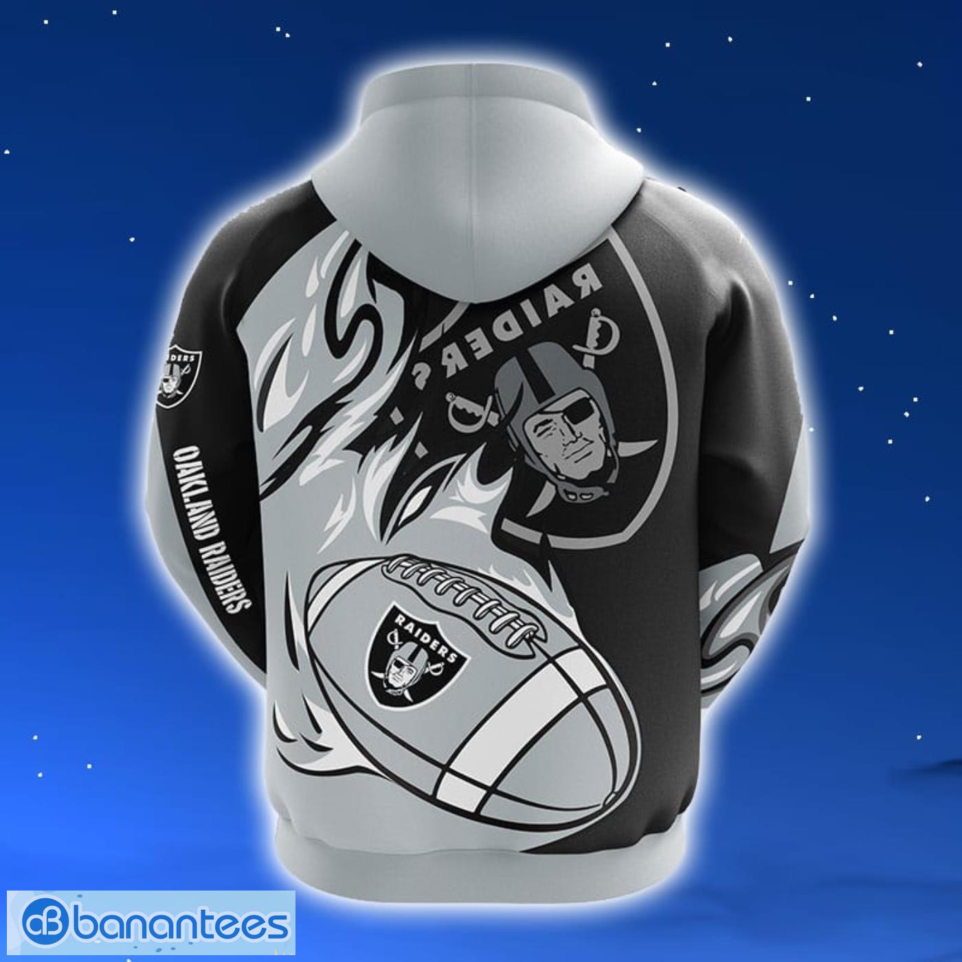 Oakland Raiders NFL Grey Unisex 3D Hoodie Zip Hoodie For Men And