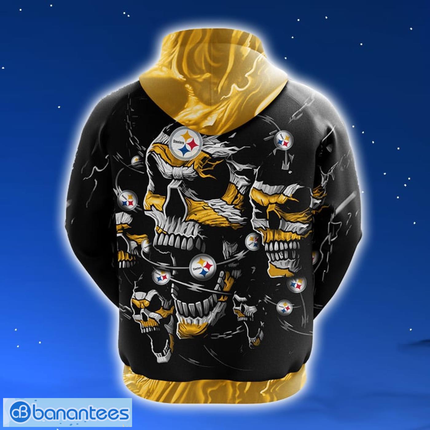 NFL Pittsburgh Steelers SKull Funny Yellow 3D Hoodie Zip Hoodie For Men And Women Sport Gift Product Photo 2