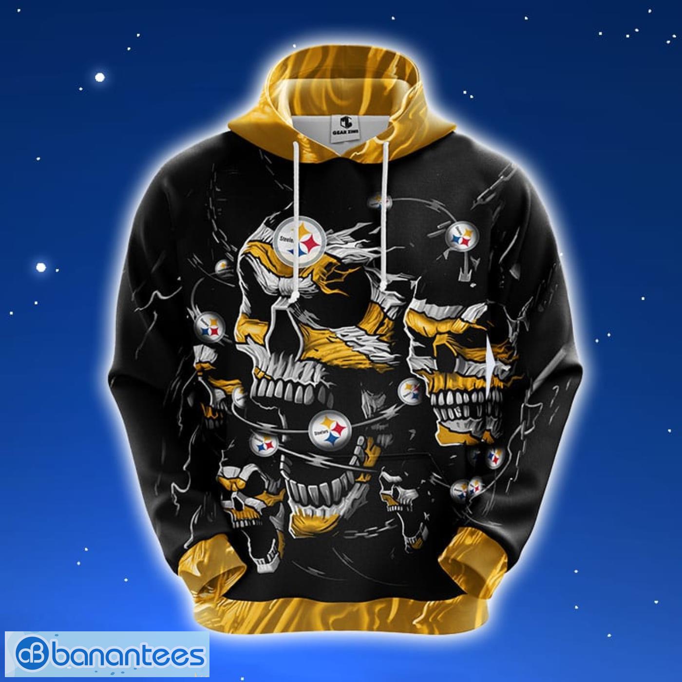 NFL Pittsburgh Steelers SKull Funny Yellow 3D Hoodie Zip Hoodie For Men And Women Sport Gift Product Photo 1