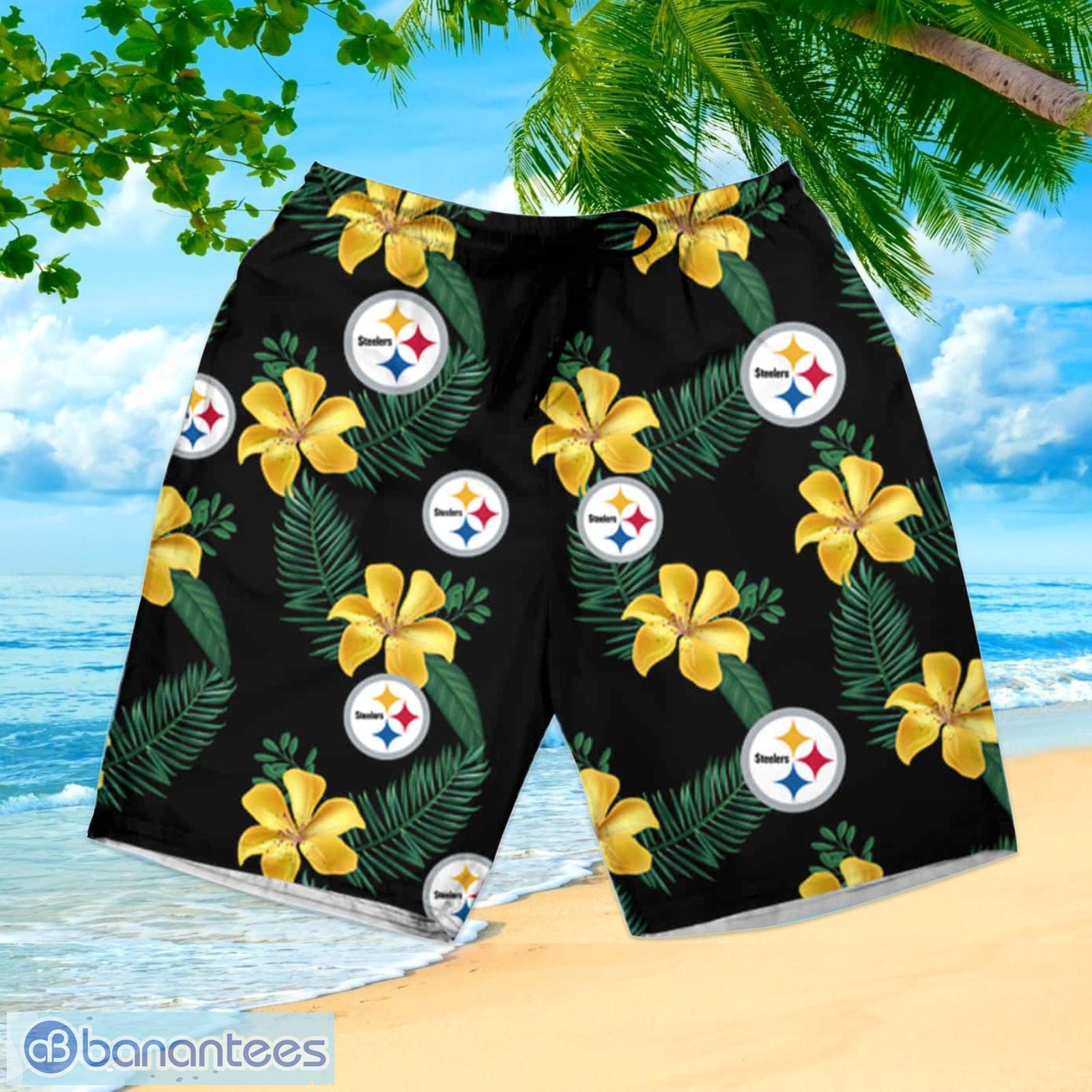 Pittsburgh Steelers Hawaii Fit Body Shirt Summer Button Up Shirt For Men  Beach Wear Short Sleeve