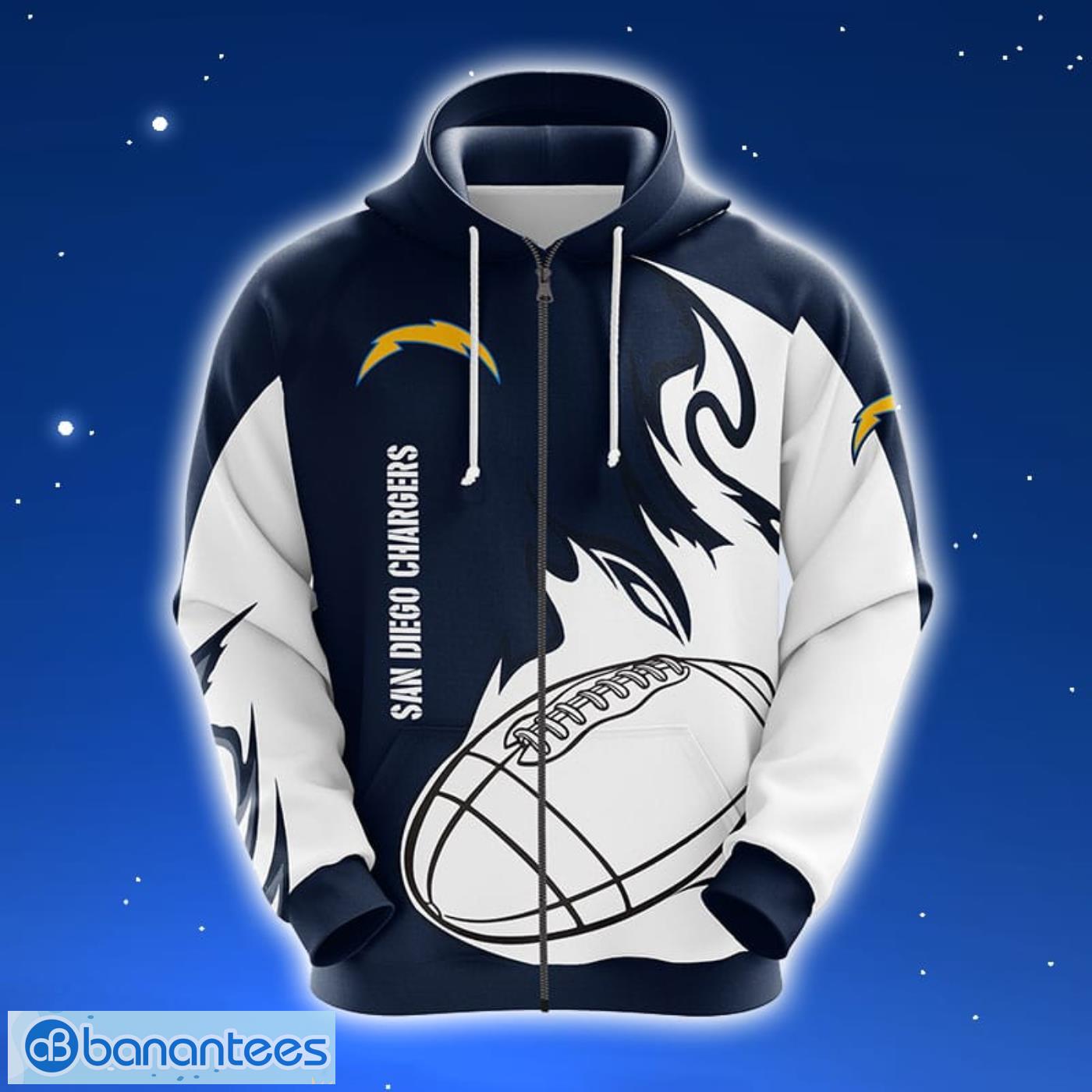 NFL San Diego Chargers Blue 3D Hoodie Zip Hoodie For Men And Women Sport  Gift - Banantees