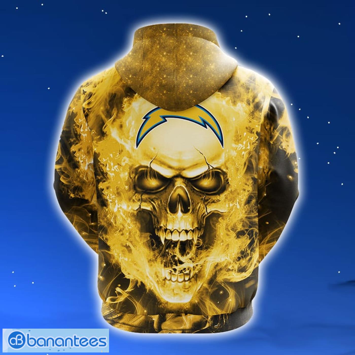 NFL San Diego Chargers Skull Funny Yellow 3D Hoodie Zip Hoodie For Men And Women Sport Gift Product Photo 2