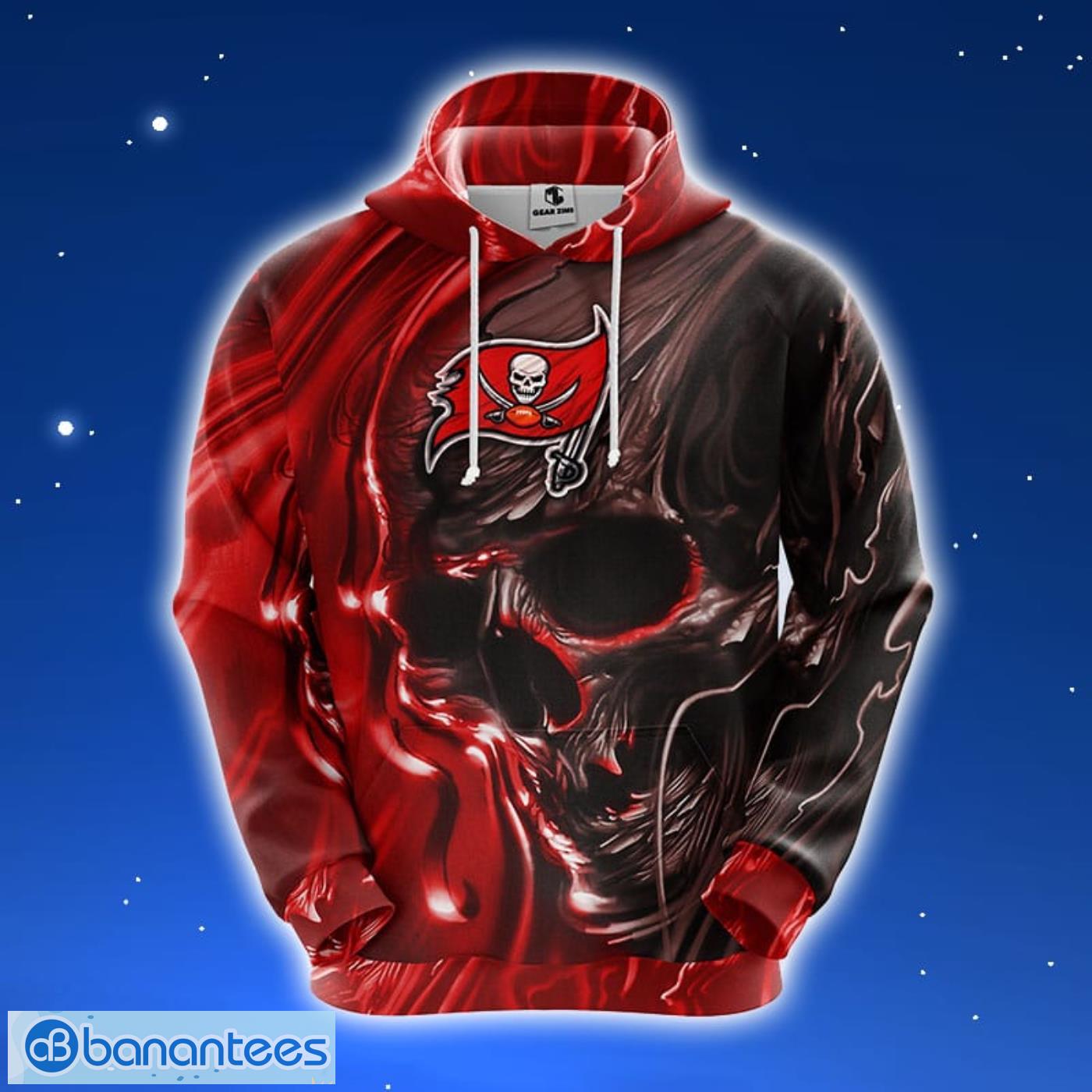 NFL Tampa Bay Buccaneers Skull Funny Red 3D Hoodie Zip Hoodie For Men And Women Sport Gift Product Photo 1
