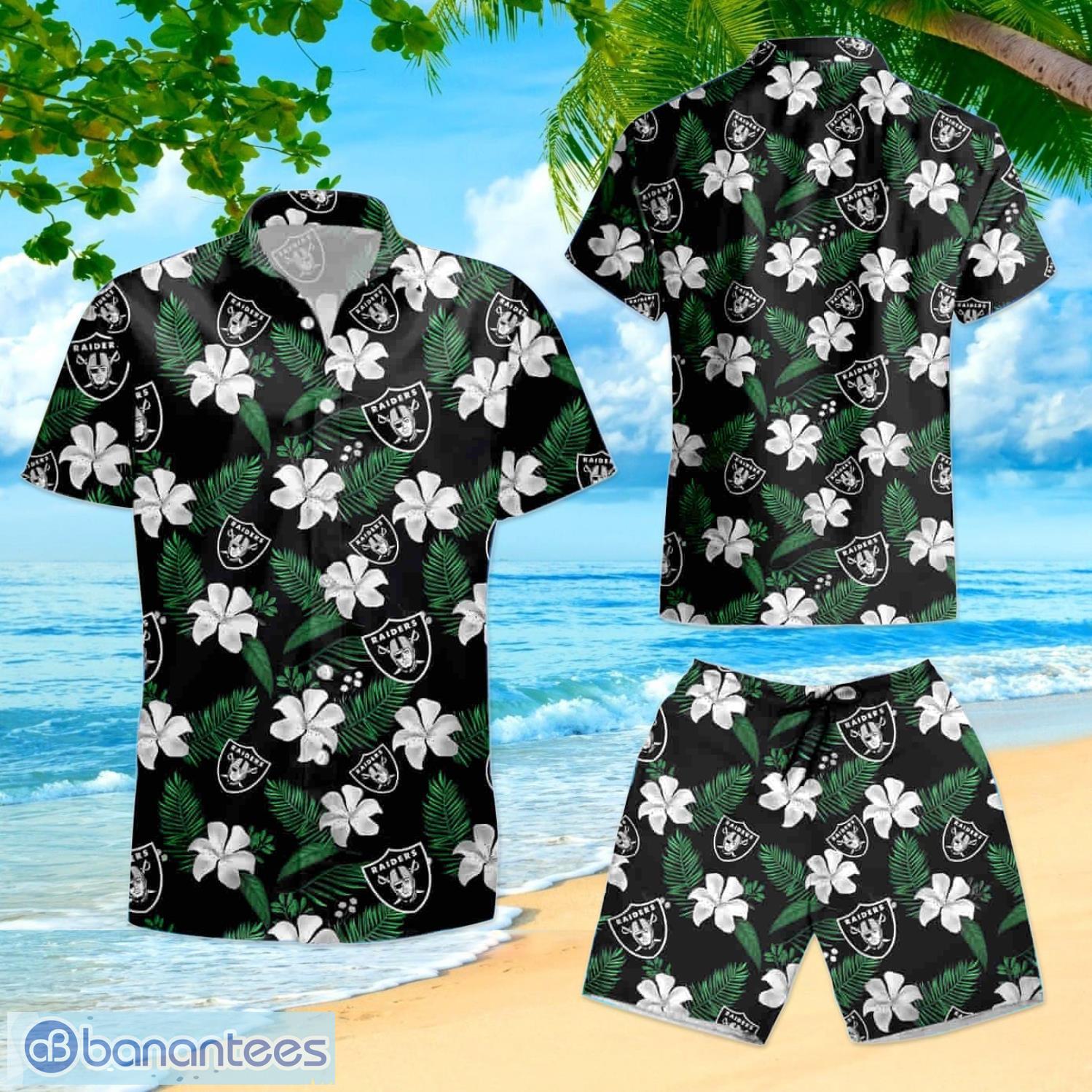 Oakland Raiders Flower2 Summer Hawaiian Shirt And Shorts - Banantees