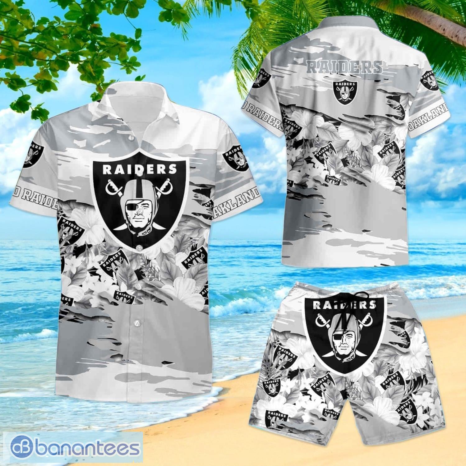 Las Vegas Raiders NFL Custom Name Hawaiian Shirt Fish Fans Gift Blue Summer  - Banantees