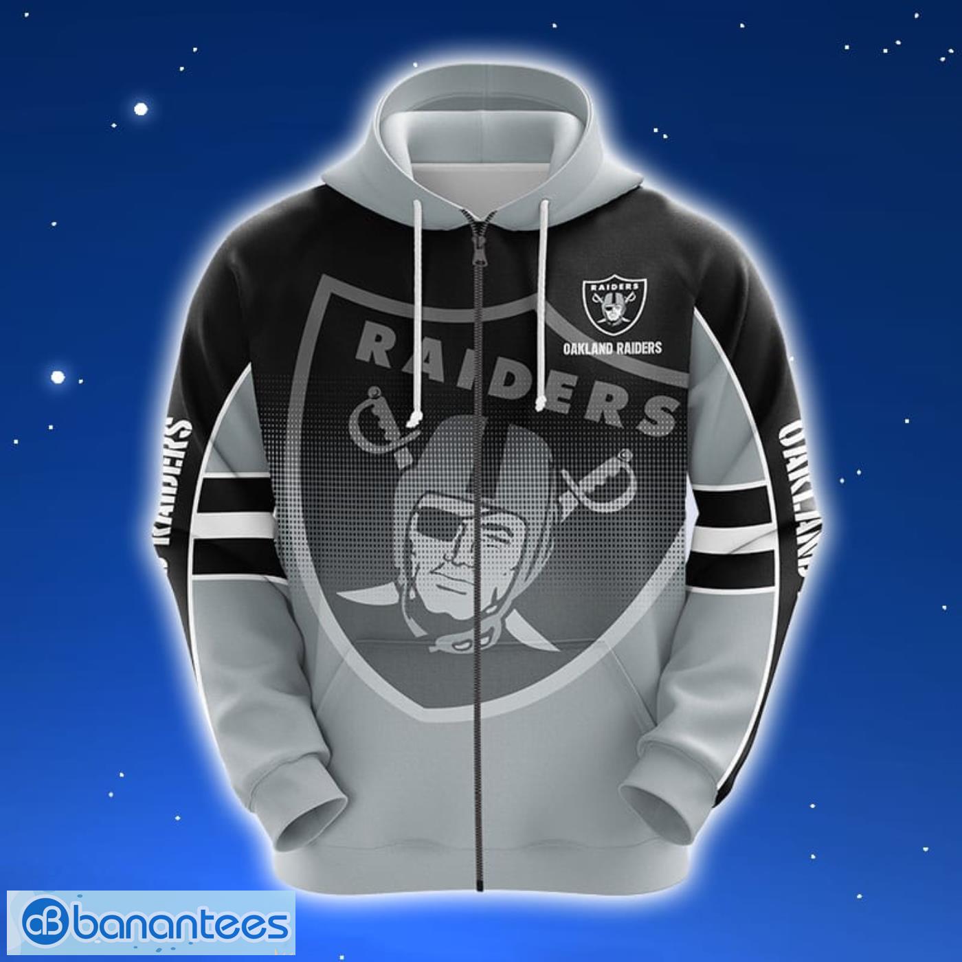 Oakland Raiders NFL Grey Unisex 3D Hoodie Zip Hoodie For Men And