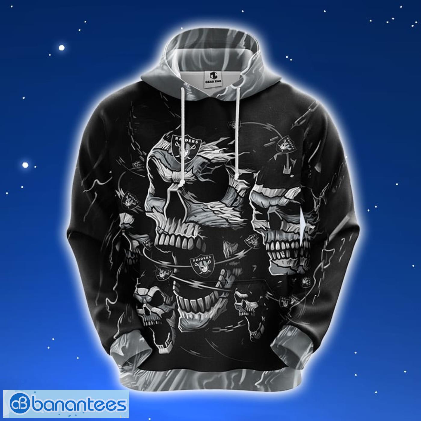 Oakland Raiders NFL Skull Funny Grey 3D Hoodie Zip Hoodie For Men And Women  Sport Gift - Banantees