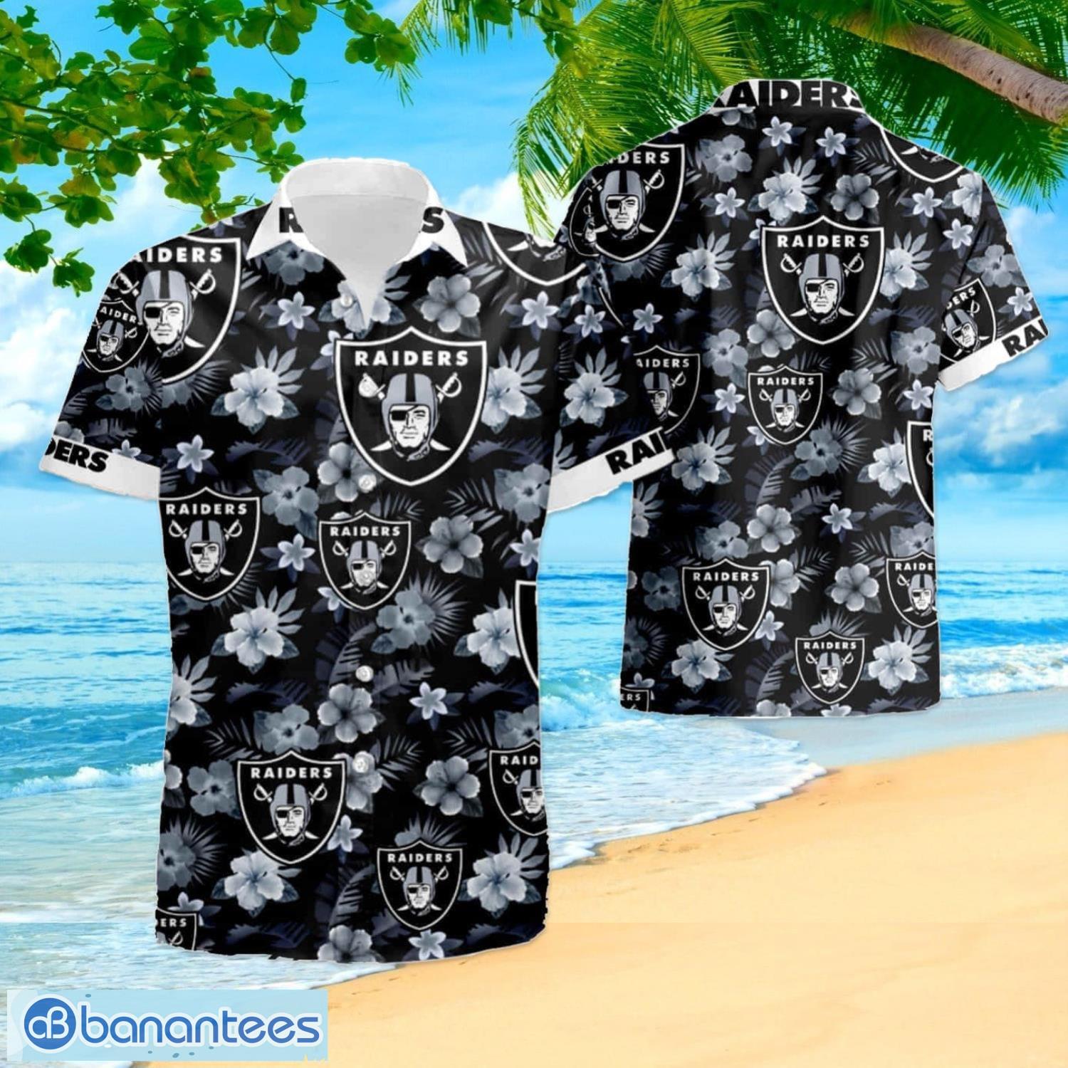 Oakland Raiders Tropical Flower Short Sleeve Aloha Hawaiian Shirt And  Shorts Beach Gift - Banantees