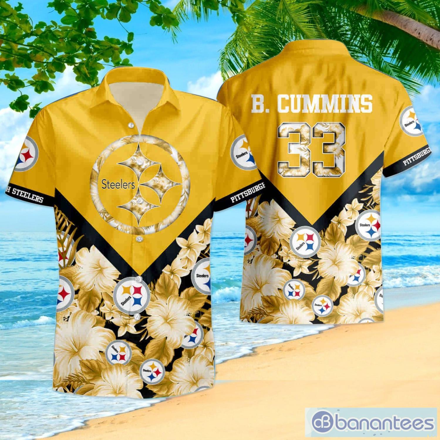 Personalized And Number Pittsburgh Steelers And Floral Hawaiian