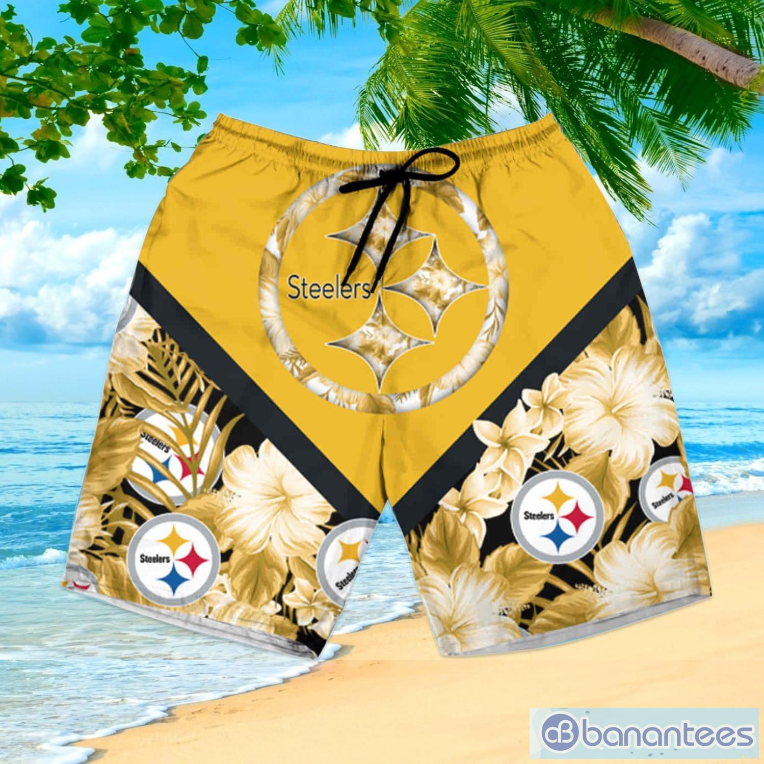 Pittsburgh Steelers Custom Name NFL Floral Hawaiian Shirt And Shorts Gift  For Men And Women Fans - Banantees