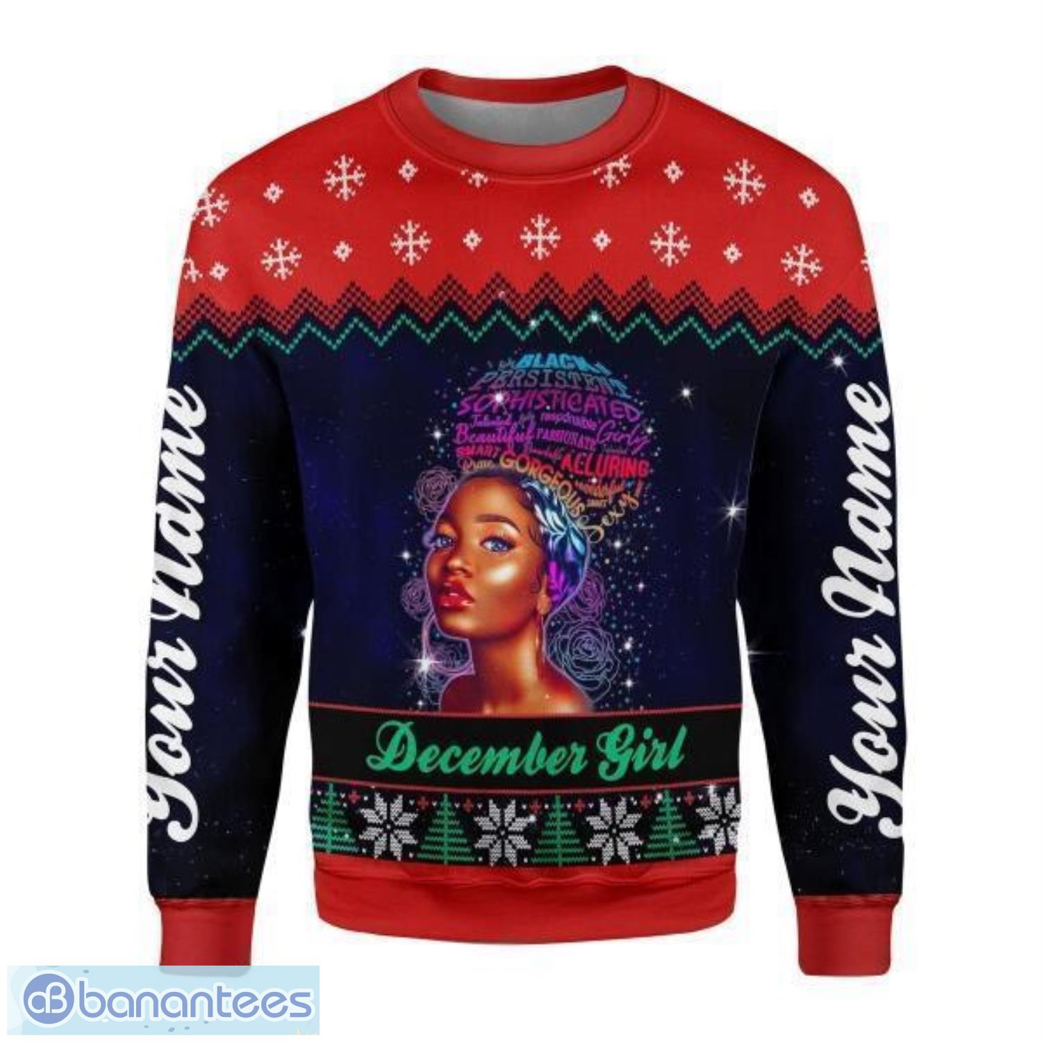 Personalized Name December Girl God Says You Are Unique 3D Ugly Christmas Sweater Christmas Gift Product Photo 2