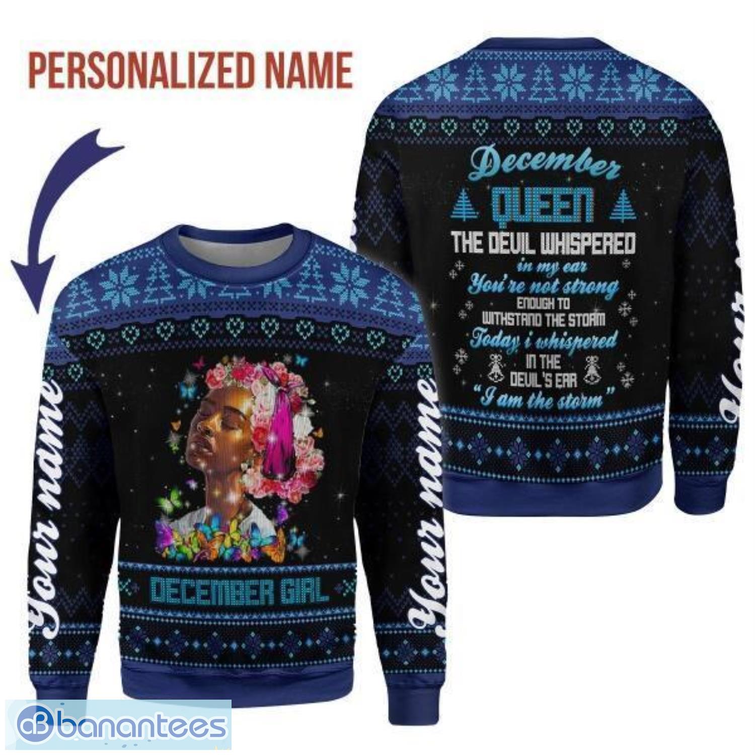 Personalized Name December Girl I Am The Storm 3D Ugly Christmas Sweater Christmas Gift Product Photo 1