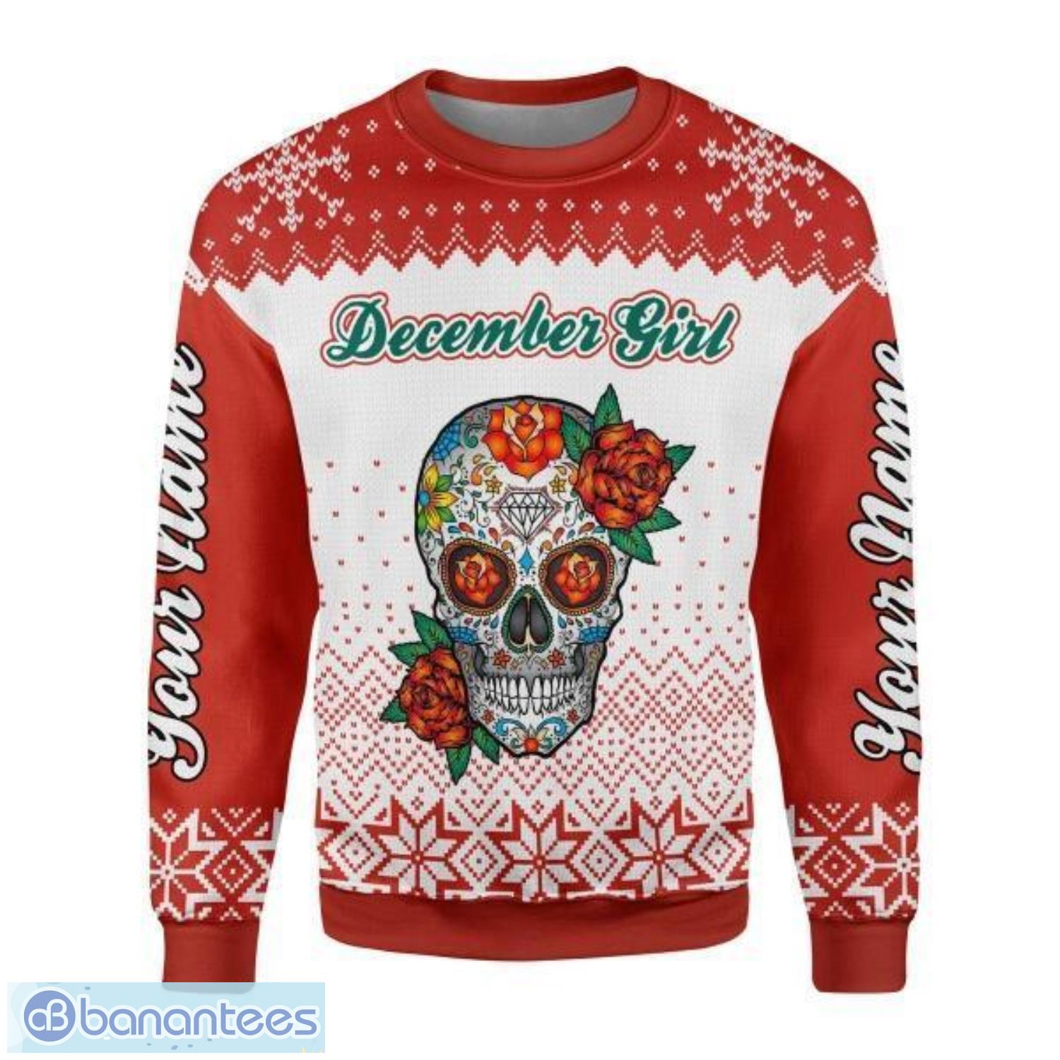 Personalized Name December Girl With Tatoos Pretty Eyes And Thick Thighs 3D Ugly Christmas Sweater Christmas Gift Product Photo 2