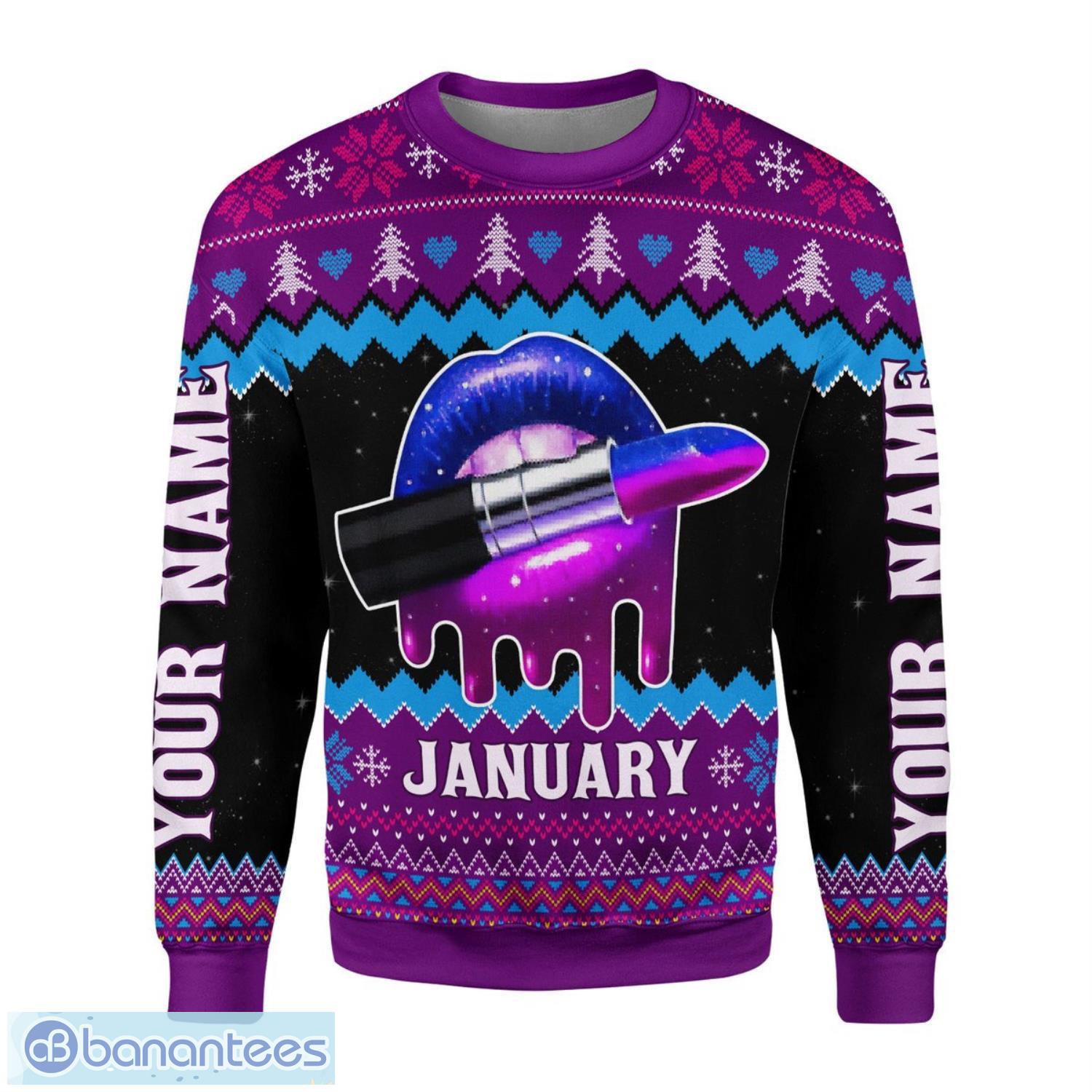 Personalized Name January Girl I Was Born With My Heart On My Sleeve 3D Ugly Christmas Sweater Christmas Gift Product Photo 2