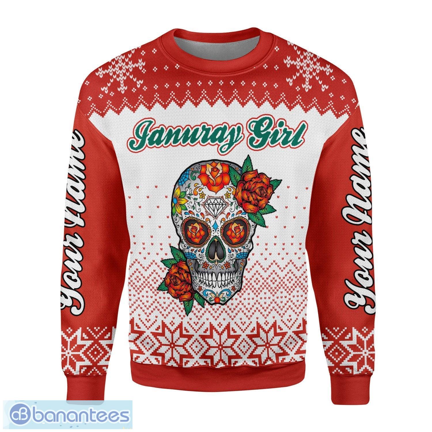 Personalized Name January Girl With Tatoos Pretty Eyes And Thick Thighs 3D 3D Ugly Christmas Sweater Christmas Gift Product Photo 2