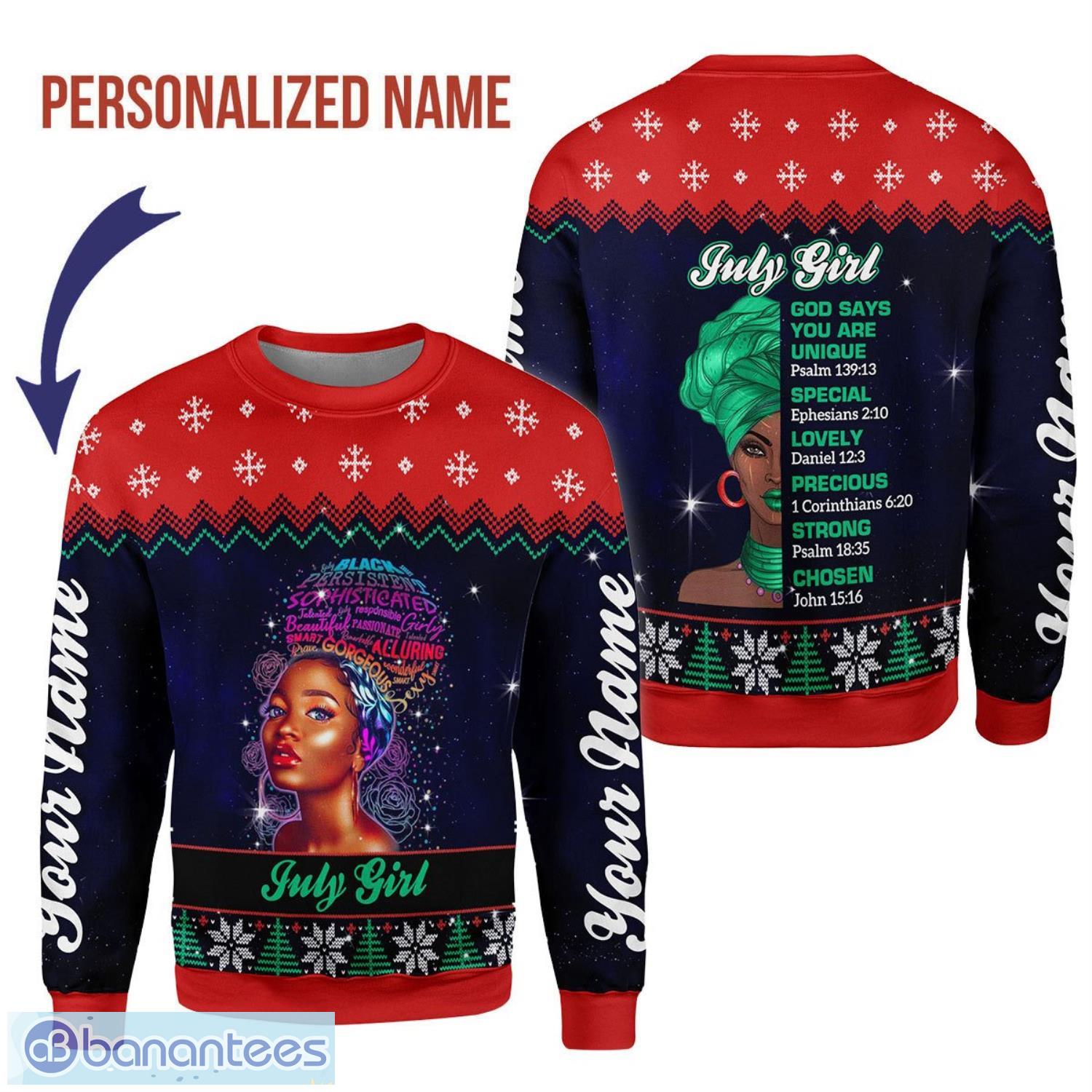 Personalized Name July Girl God Says You Are Unique 3D Ugly Christmas Sweater Christmas Gift Product Photo 1