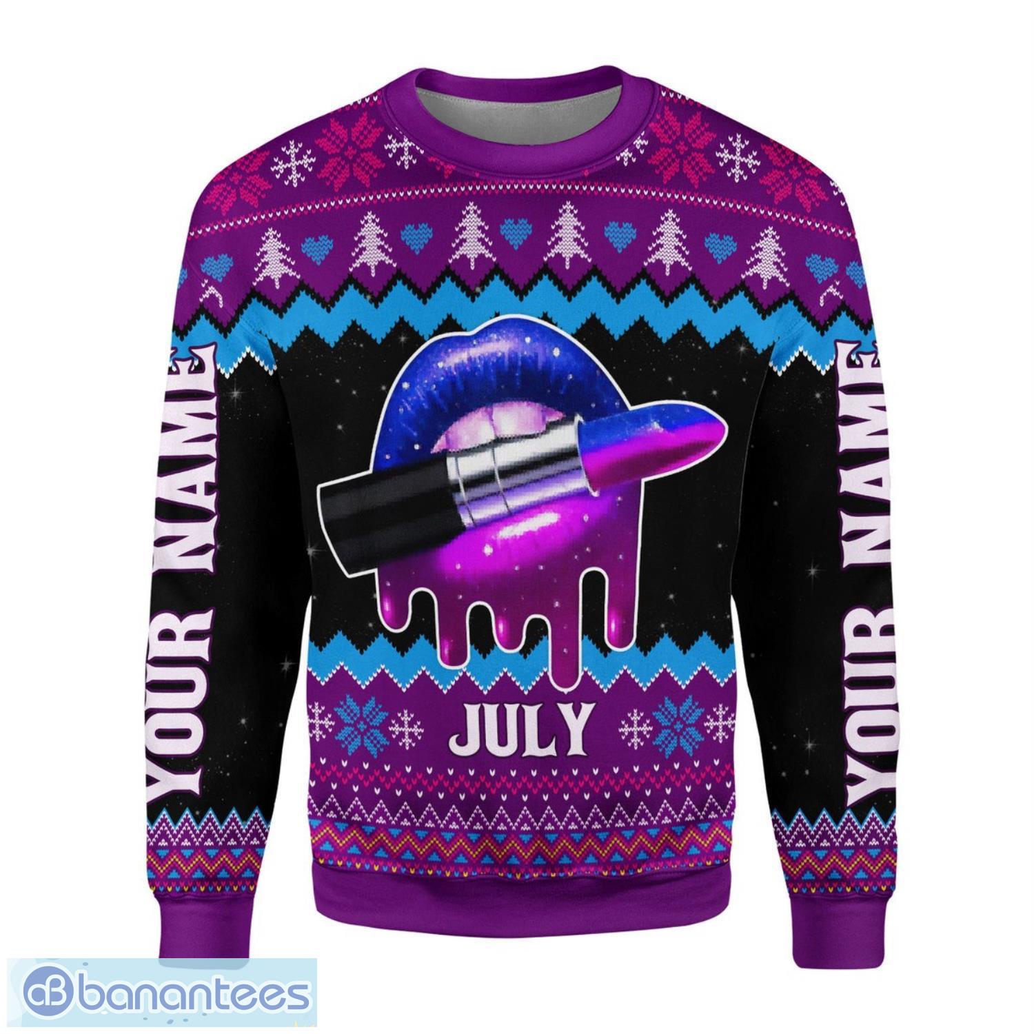 Personalized Name July Girl I Was Born With My Heart On My Sleeve 3D Ugly Christmas Sweater Christmas Gift Product Photo 2