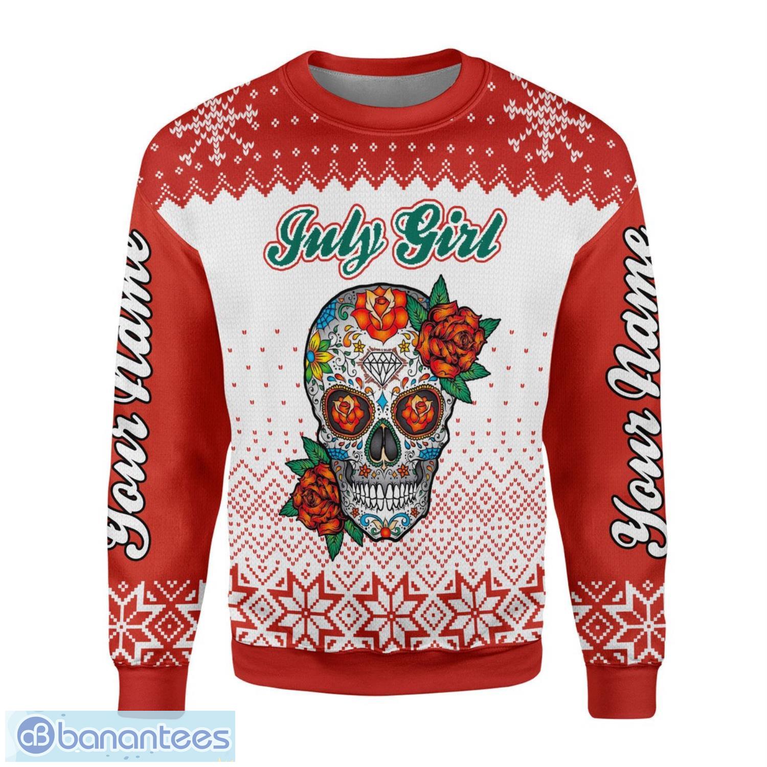 Personalized Name July Girl With Tatoos Pretty Eyes And Thick Thigh 3D Ugly Christmas Sweater Christmas Gift Product Photo 2