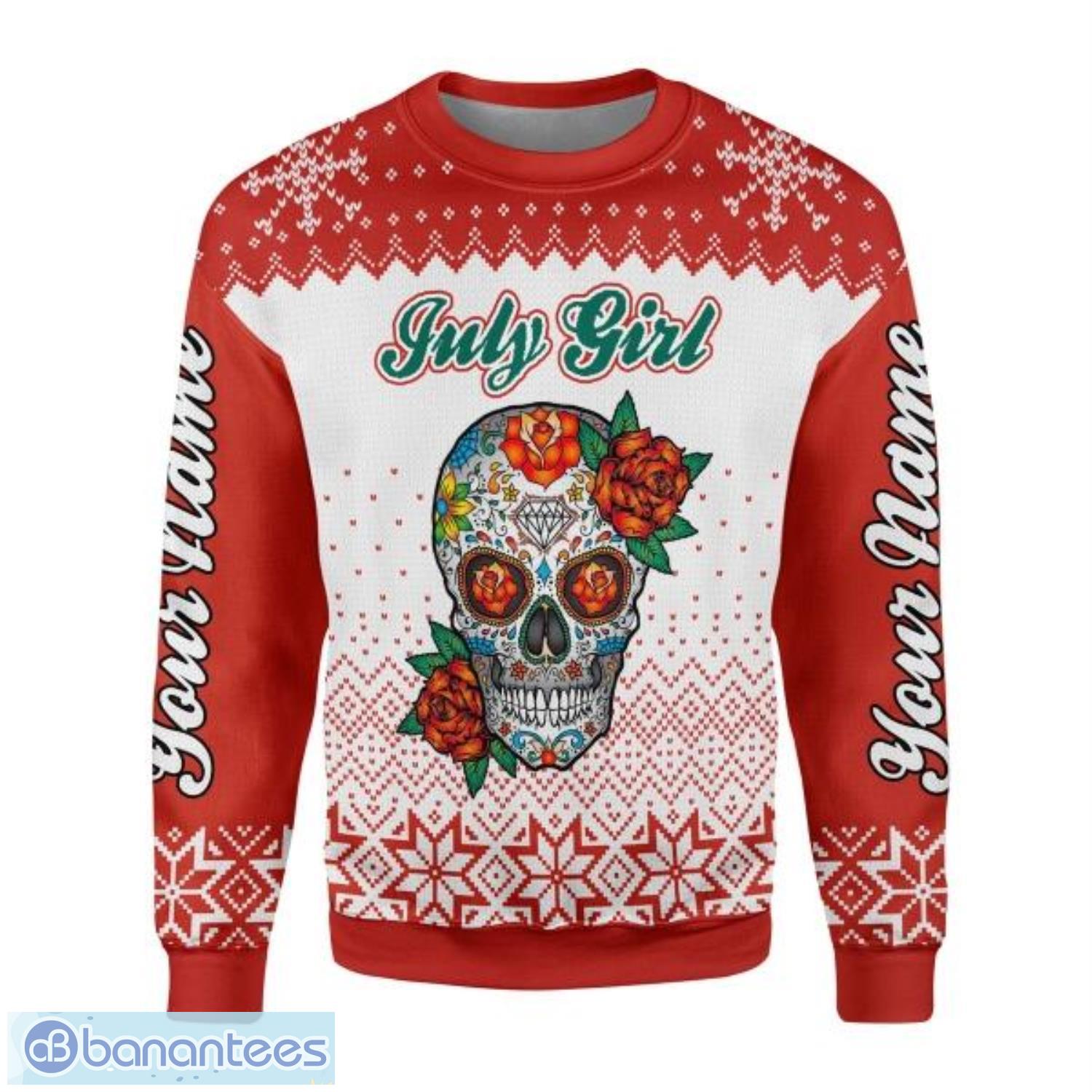 Personalized Name July Girl With Tattoos Pretty Eyes And Thick Thighs 3D Ugly Christmas Sweater Christmas Gift Product Photo 2