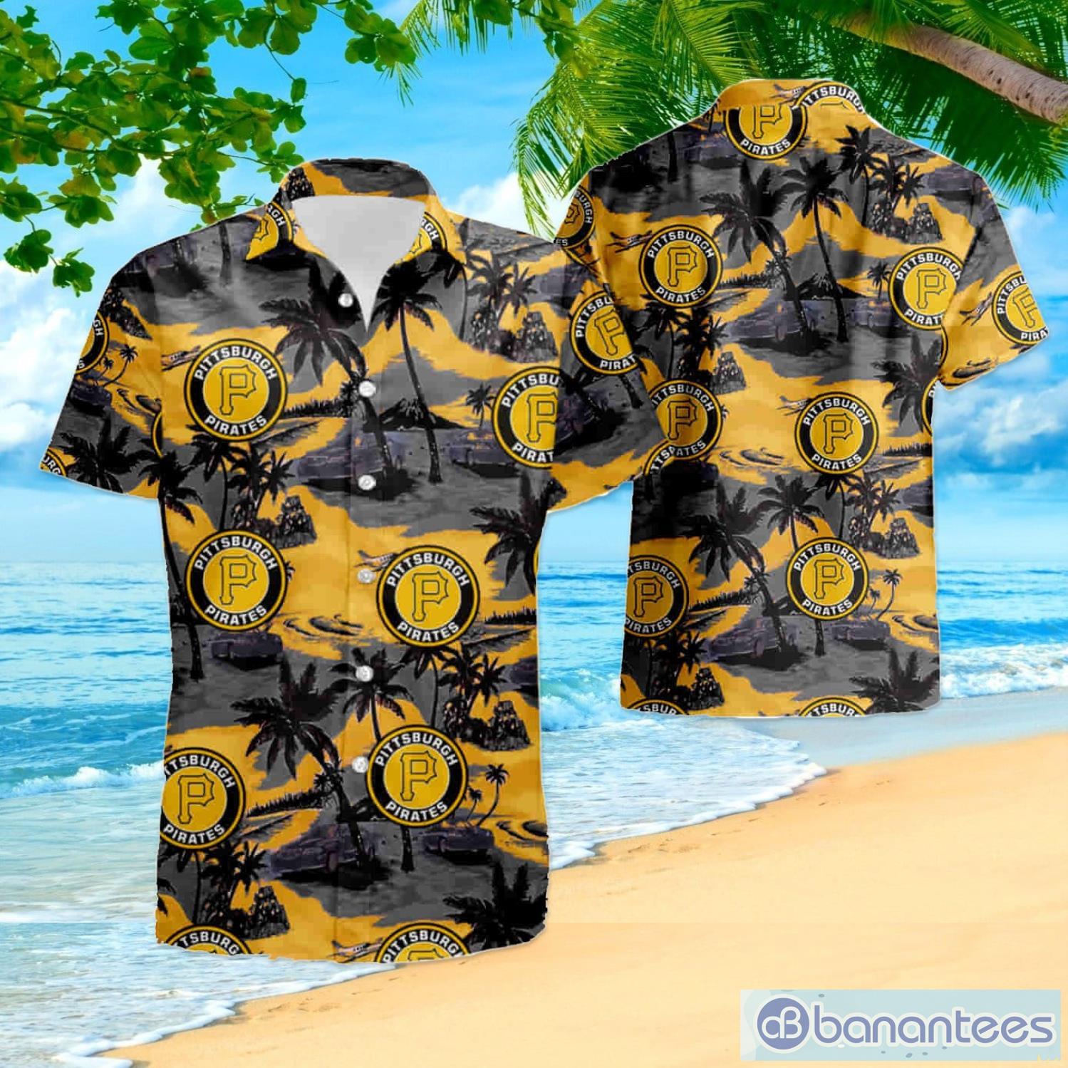 Pittsburgh Pirates Palm Leaves Pattern Tropical Hawaiian Shirt And Shorts  Summer Gift For Fans