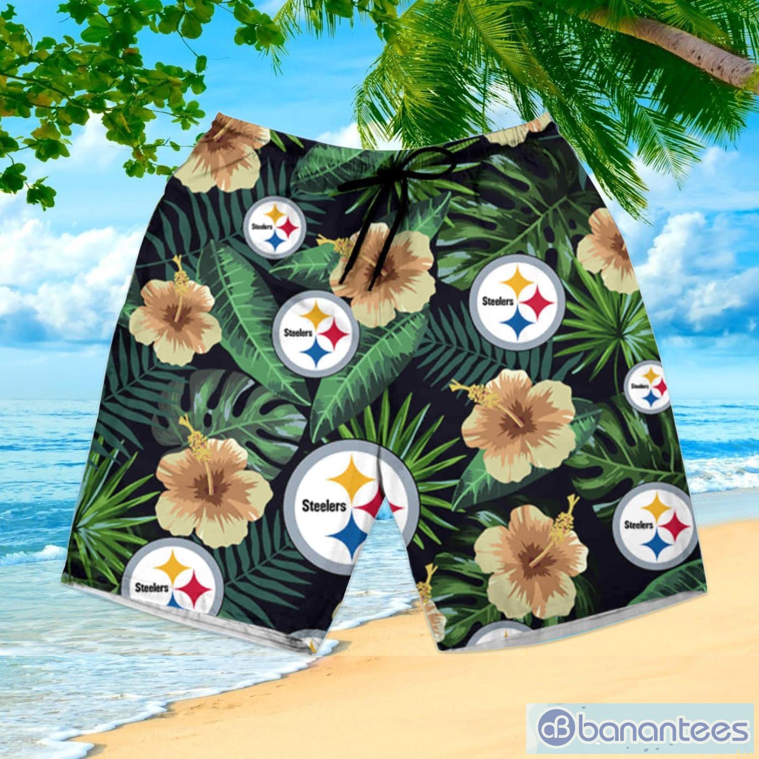 Personalized And Number Pittsburgh Steelers And Floral Hawaiian Shirt And  Shorts Summer Gift For Fans - Banantees