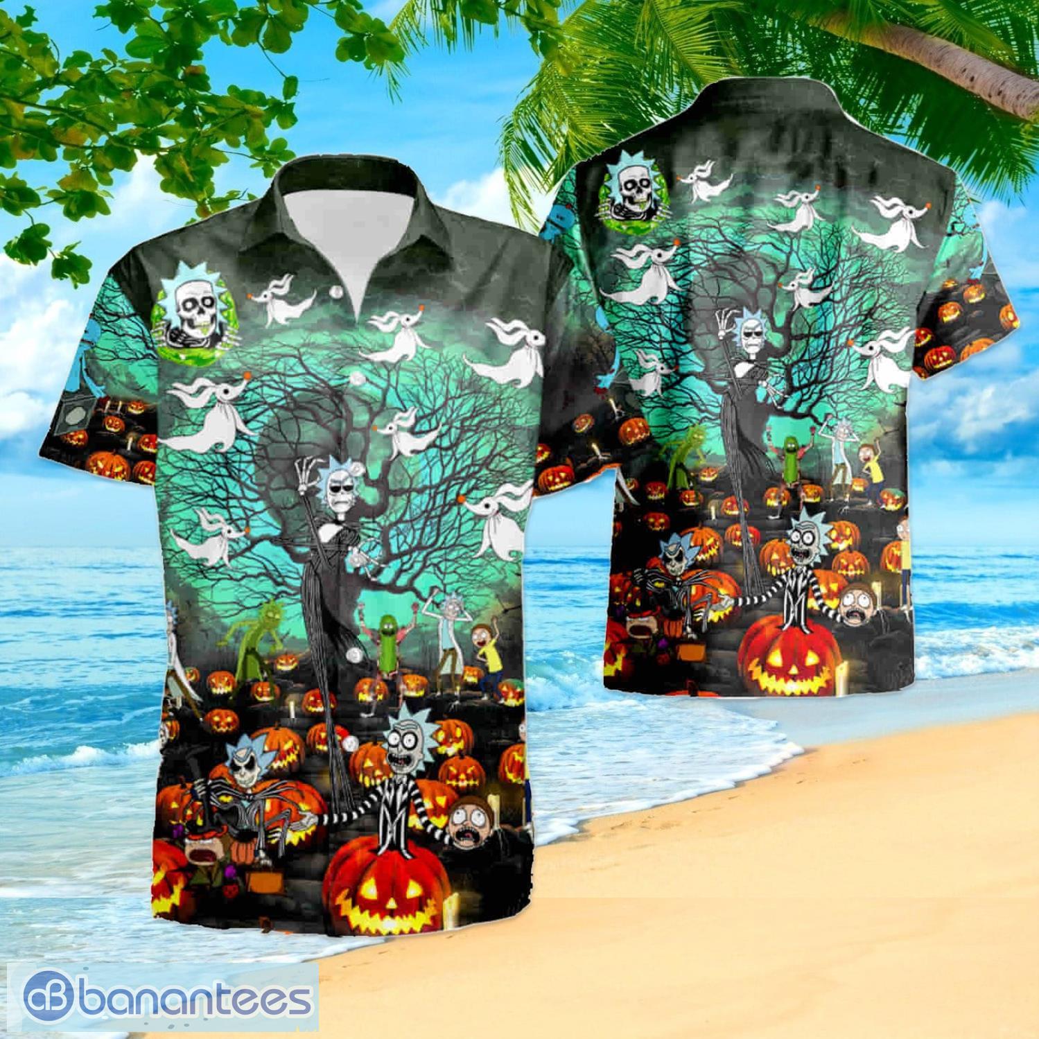 Rick And Morty Nightmare Halloween Short Sleeve Aloha Hawaiian Shirt And Shorts Beach Gift Product Photo 1 Rick And Morty Nightmare Halloween Short Sleeve Aloha Hawaiian Shirt And Shorts Beach Gift Product Photo 1