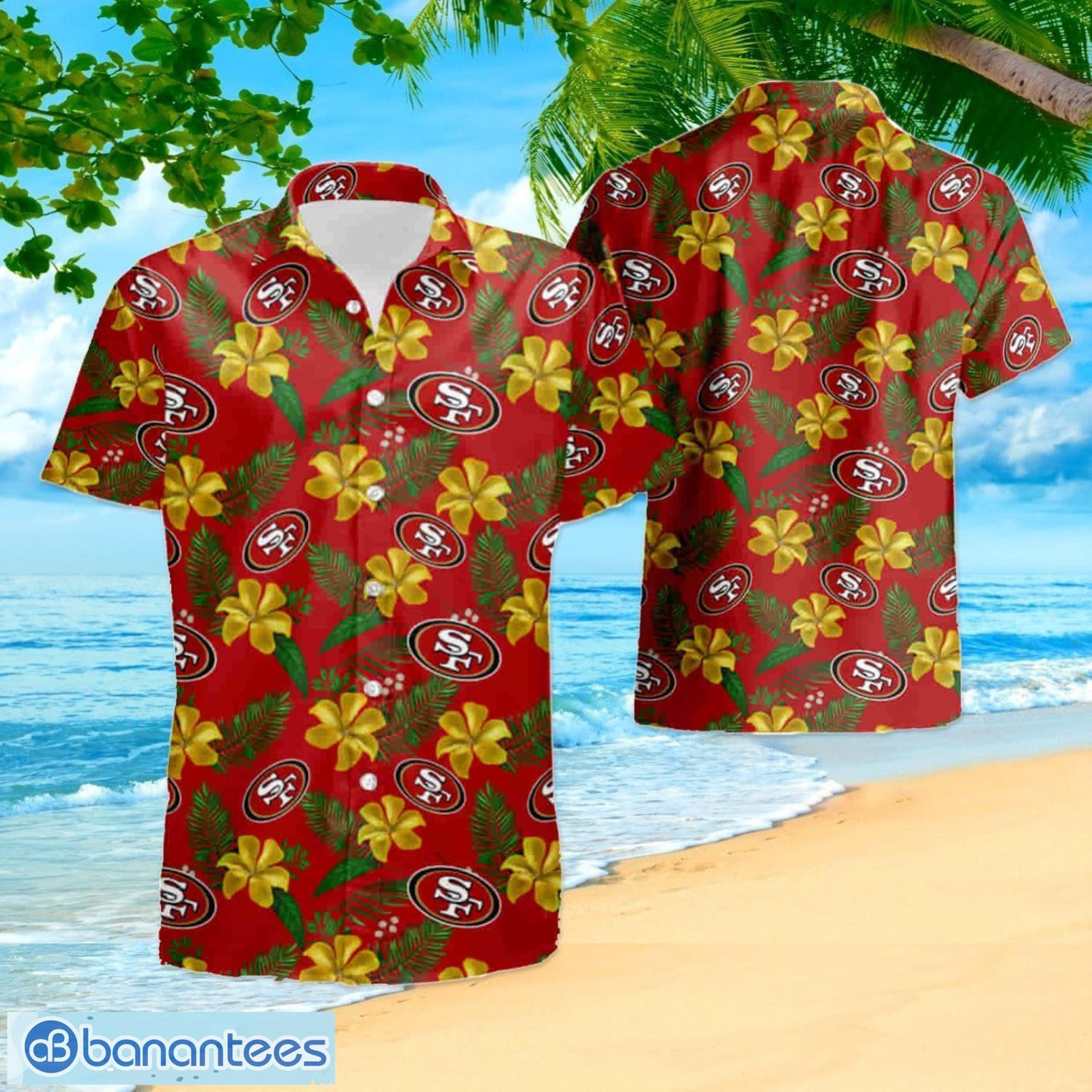 San Francisco 49ers 2 Piece Hawaiian Shirts Beach Shorts Set