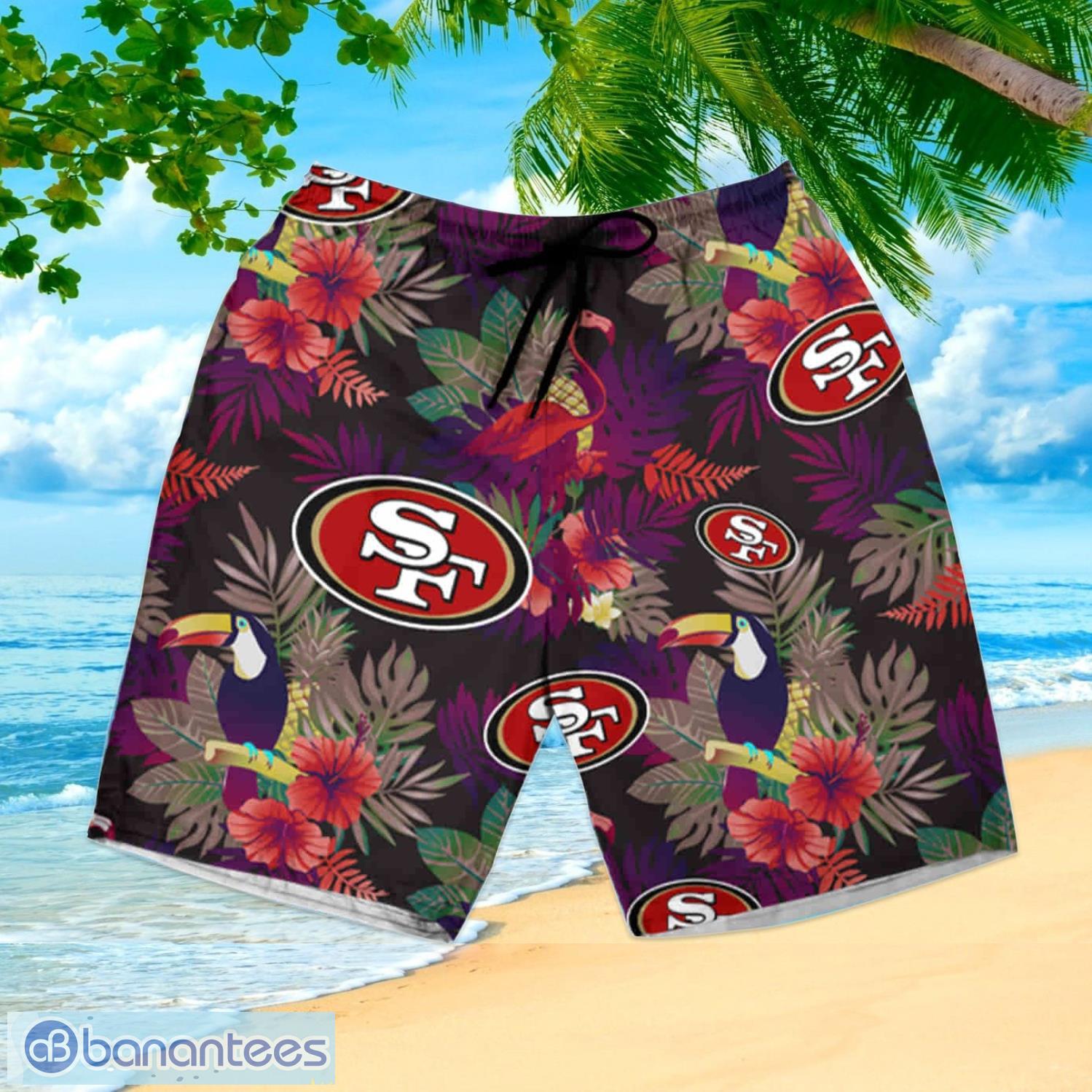 San Francisco 49ers Short Sleeve Aloha Hawaiian Shirt And Shorts Beach Gift  - Banantees