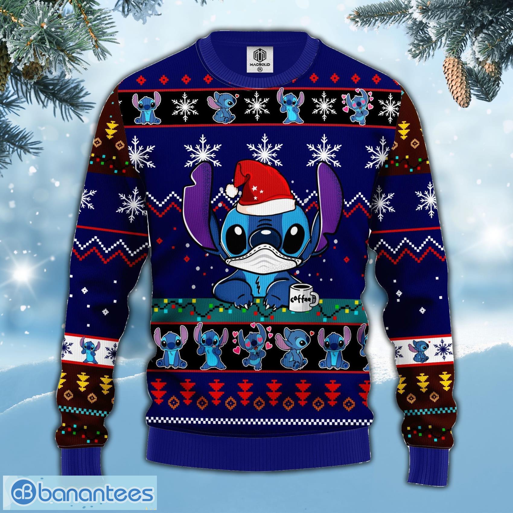 Santa Stitch Merry Xmas Lilo And Stitch Disney Gifts AOP Print Christmas  Ugly Sweater For Men Women - Banantees