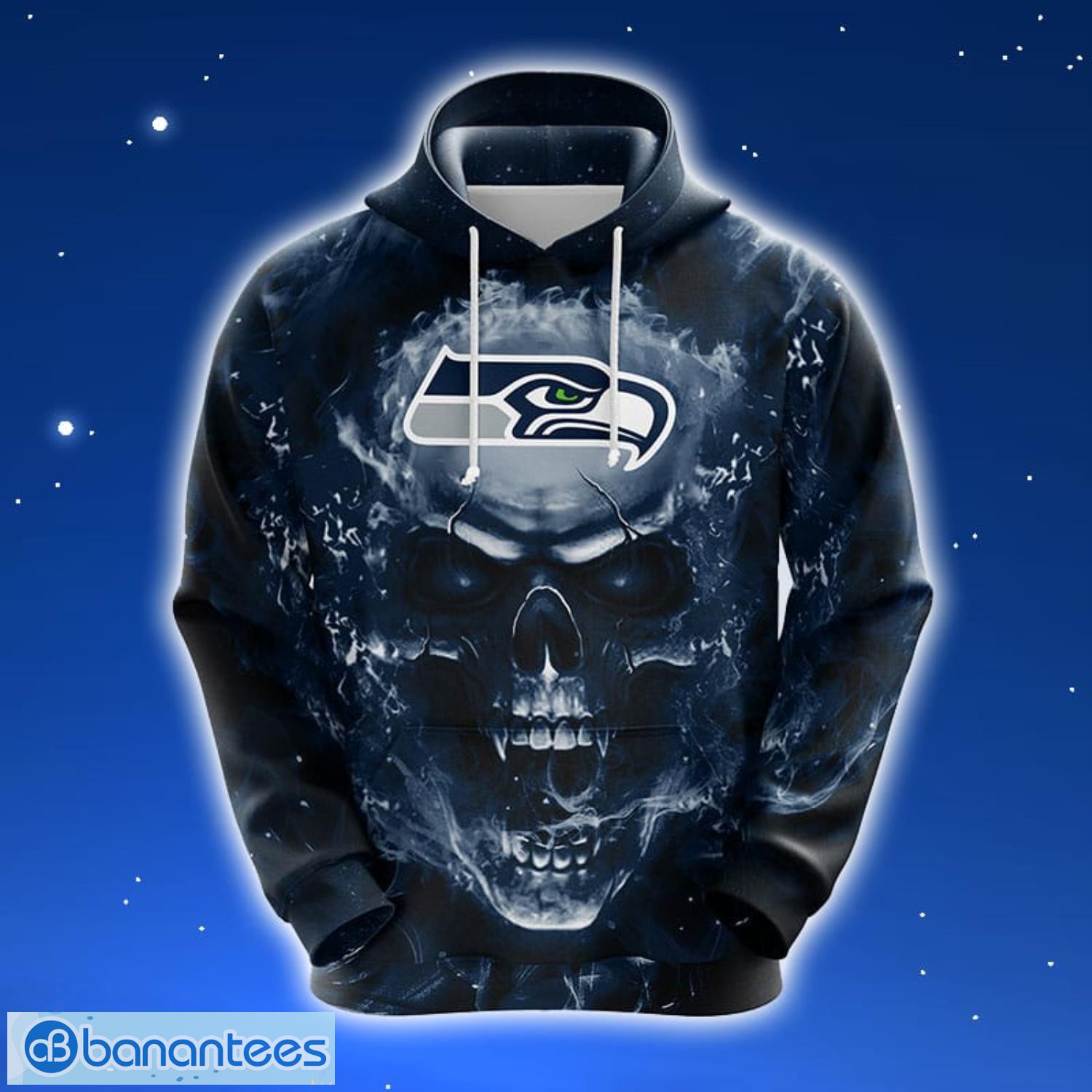 Seattle Seahawks Green Smoking Skull 3D Hoodie All Over Printed