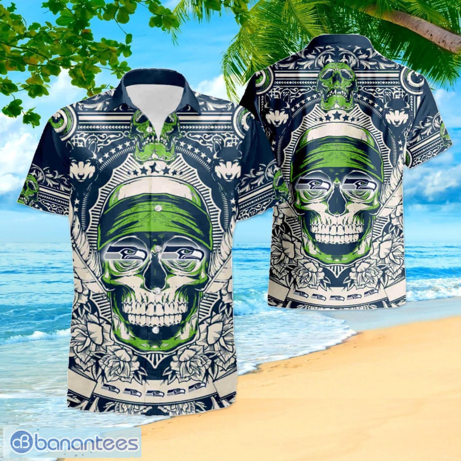 Seattle Seahawks Men's Hawaiian Beach Shirts Button-Down Shirts Short  Sleeve Top