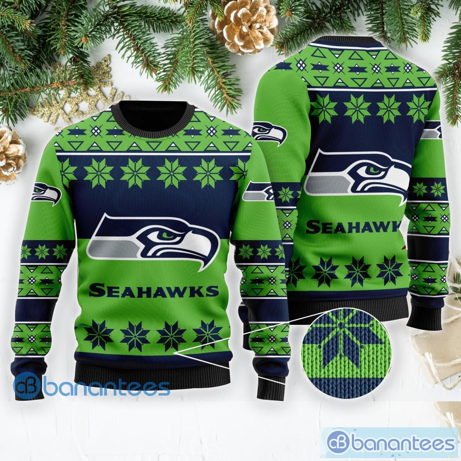 Seattle Seahawks Snowflakes Pattern Ugly Christmas Sweater