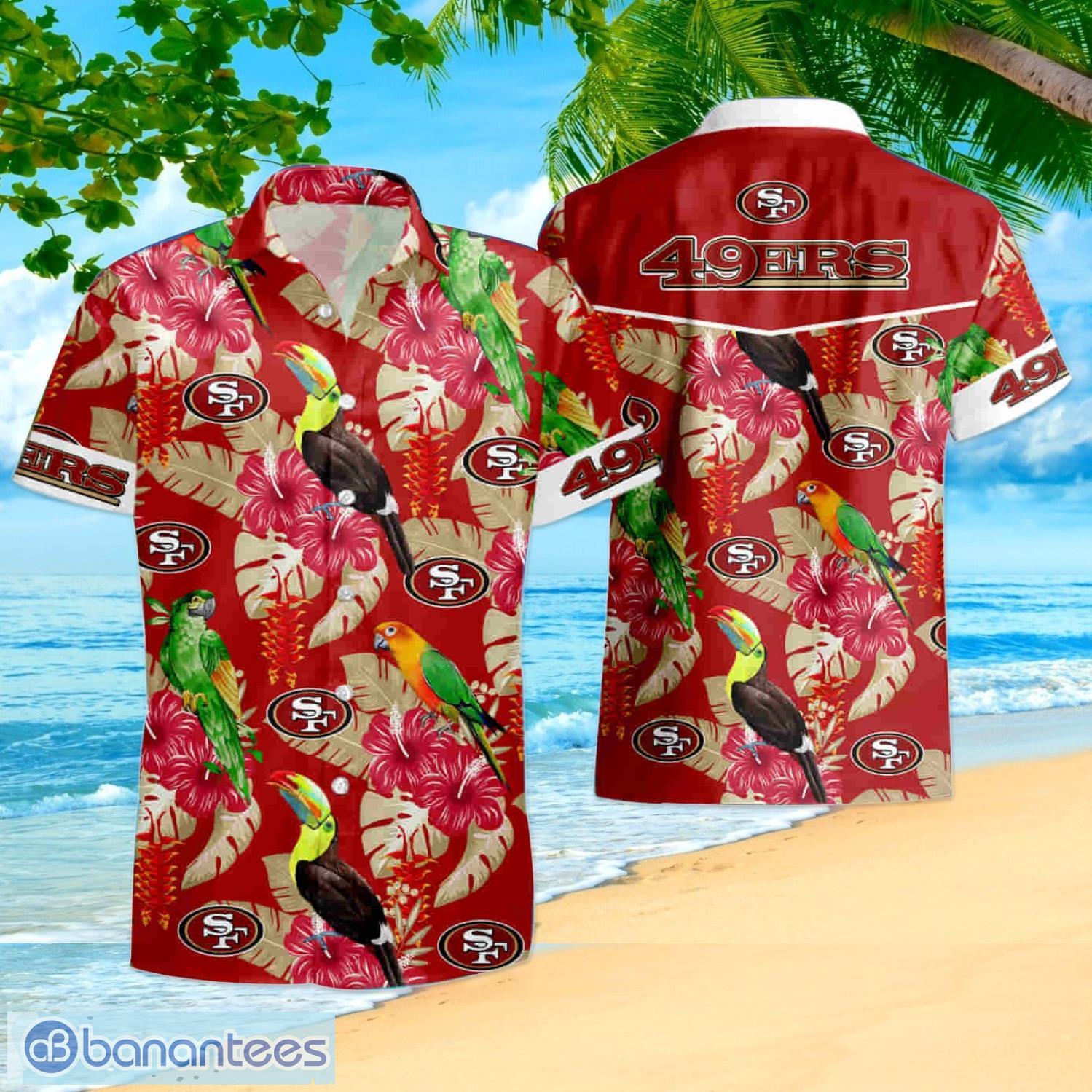 San Francisco 49ers 2 Piece Hawaiian Shirts Beach Shorts Set