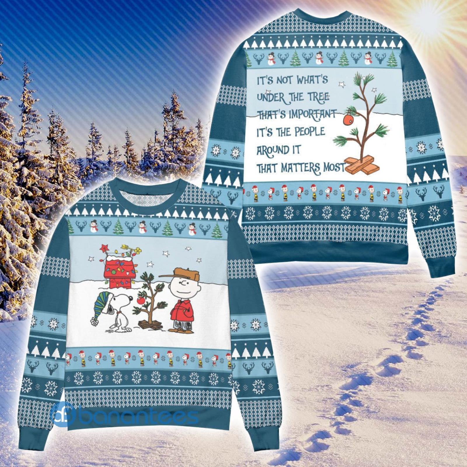 Las Vegas Raiders Funny Charlie Brown Peanuts Snoopy Christmas Tree Ugly  Christmas 3D Sweater - Banantees