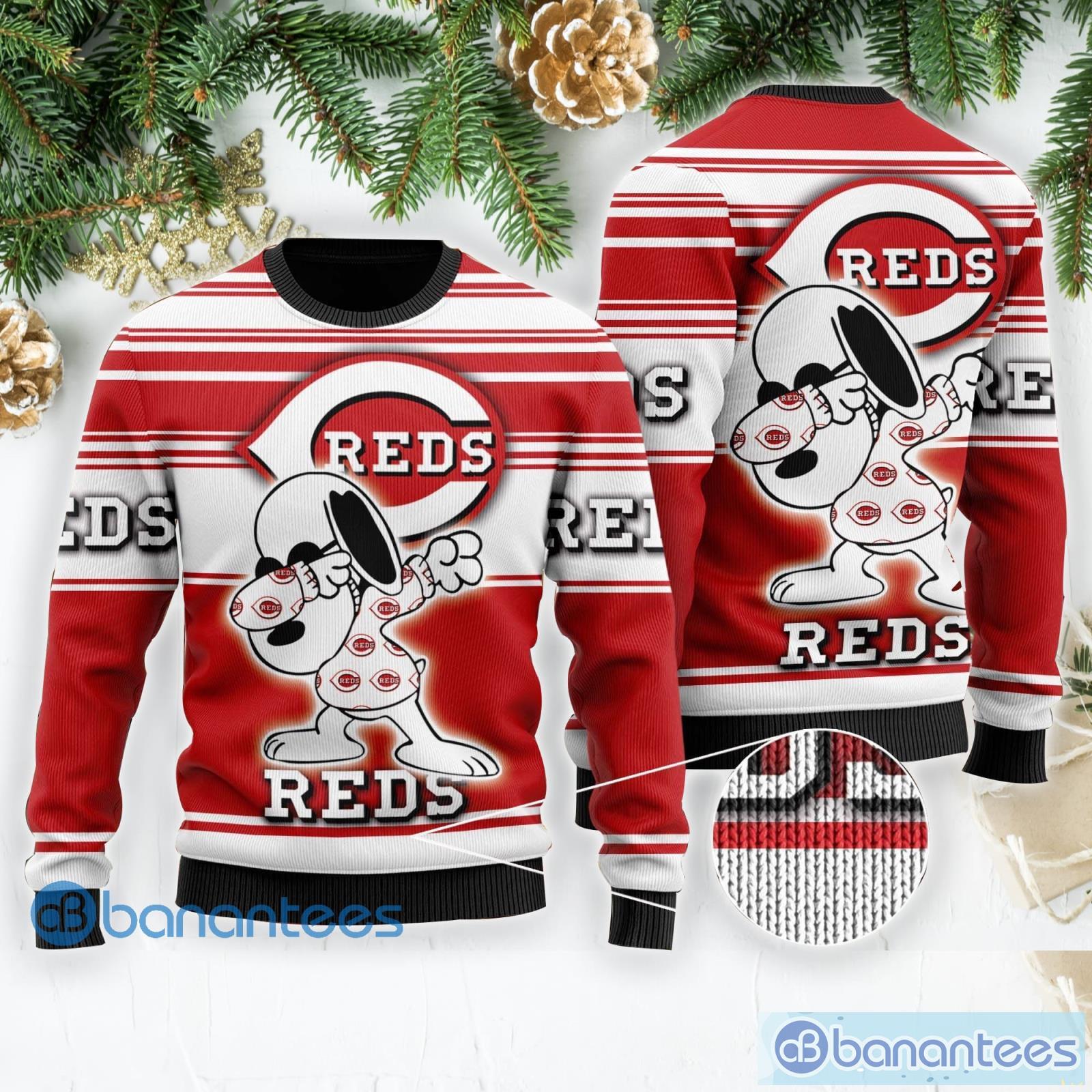 Baseball MLB Cincinnati Reds Fan, Snoopy Lover Ugly Christmas