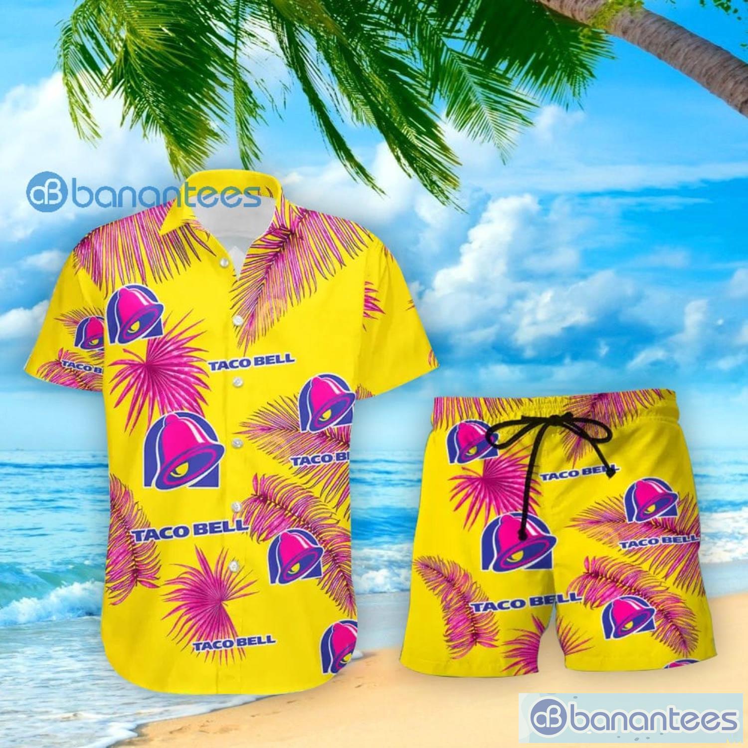 Taco Bell Lover Gift Palm Leaves Pattern Tropical Hawaiian Shirt And Shorts Product Photo 1