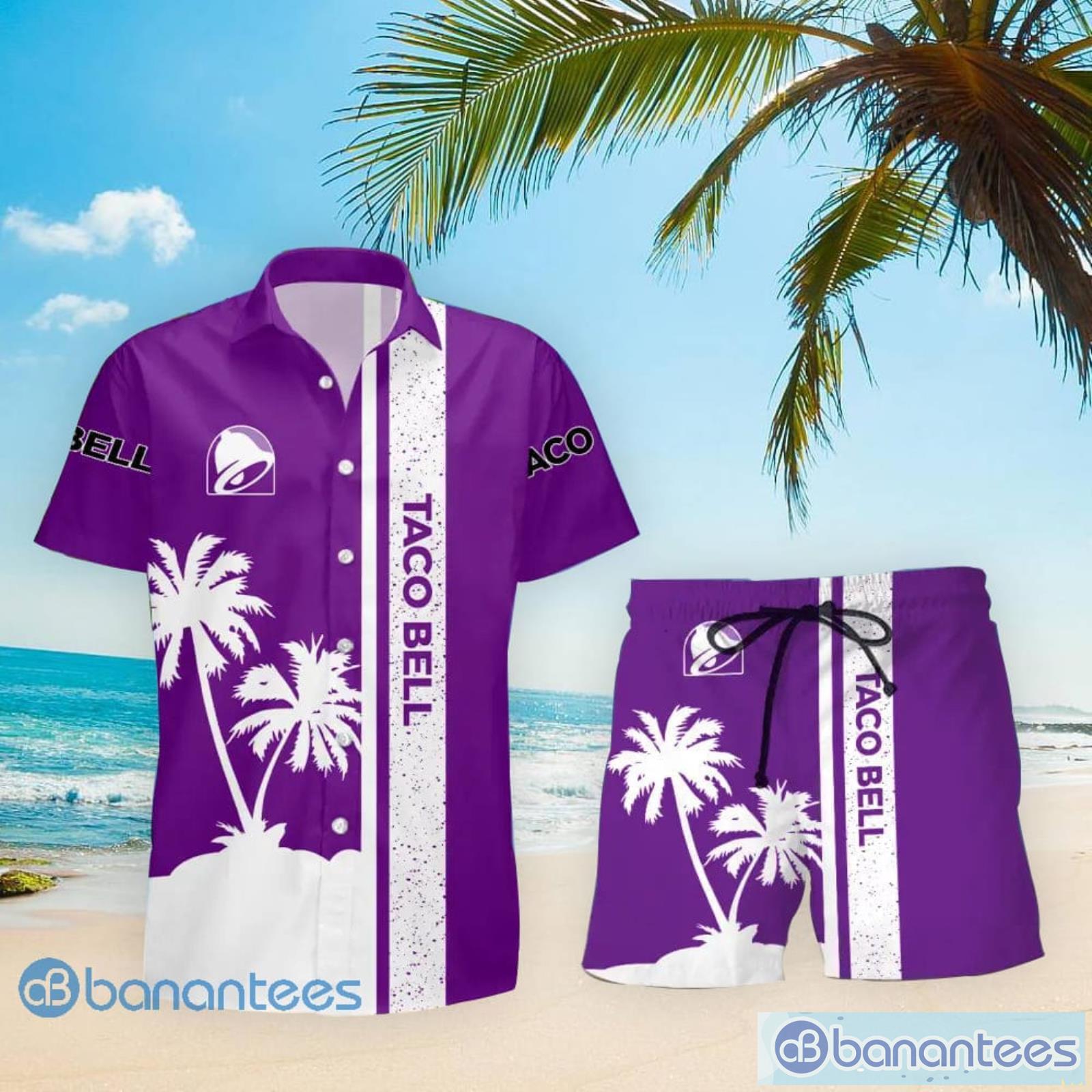 Taco Bell Tropical Palm Tree Aloha Hawaiian Shirt And Shorts Summer Vacation Gift Product Photo 1