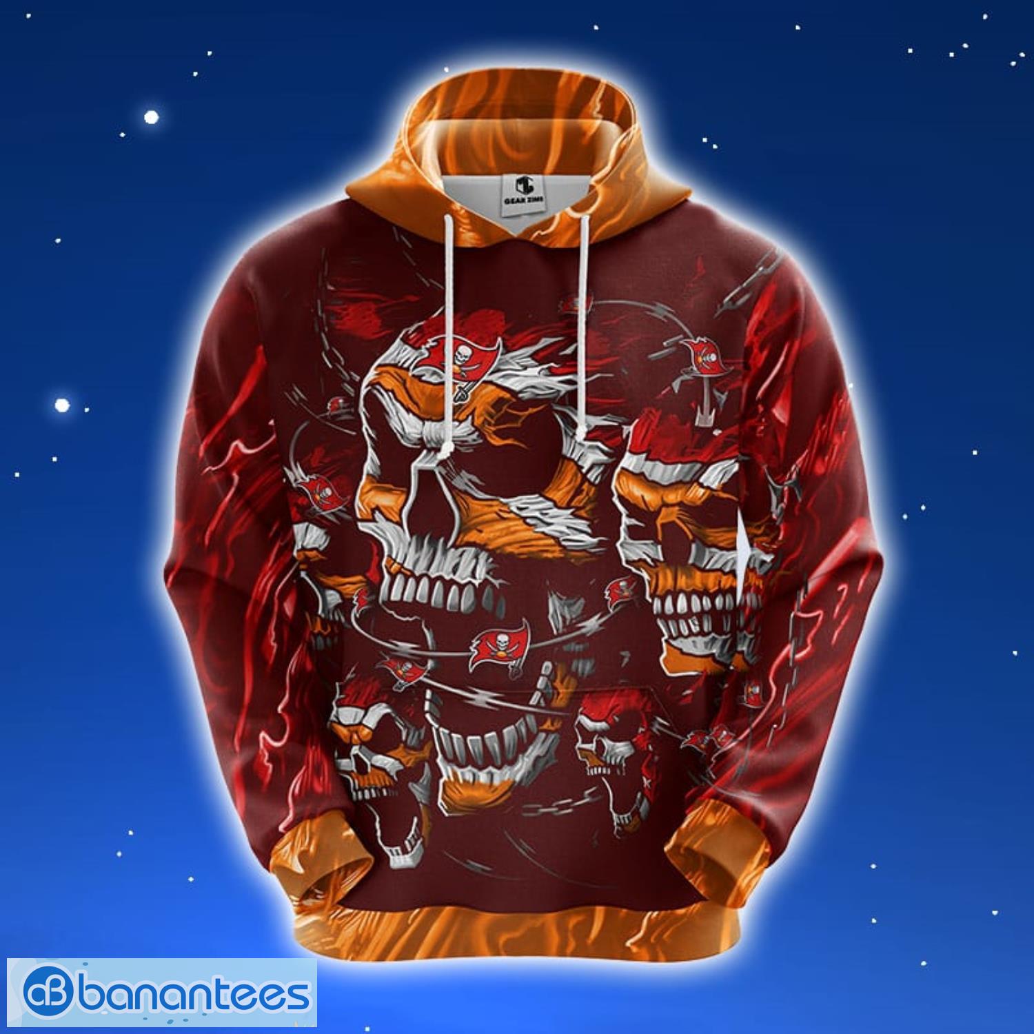 Tampa Bay Buccaneers NFL Skull Funny Orange 3D Hoodie Zip Hoodie