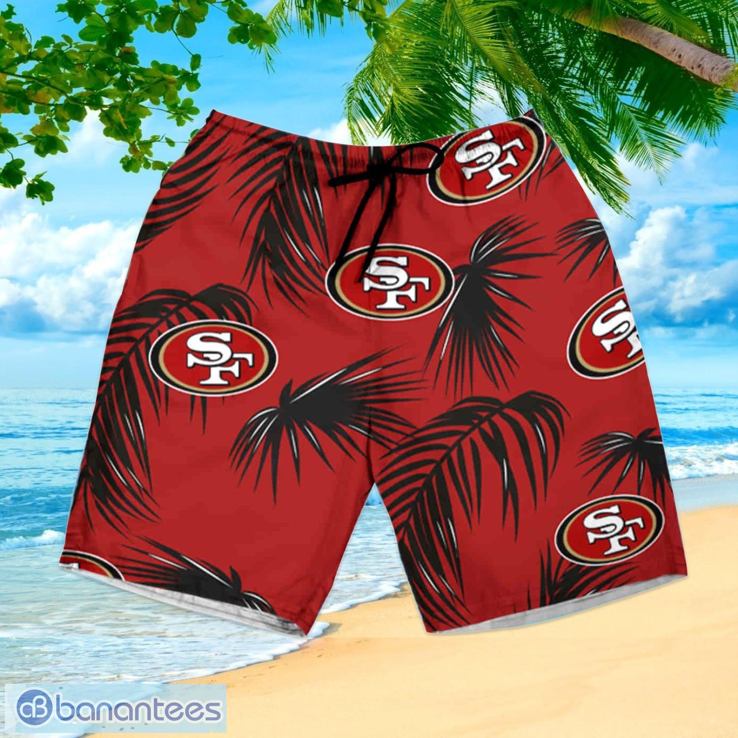 San Francisco 49Ers Logo And Tropical Pattern Short Sleeve Hawaiian Shirt  And Short - Banantees