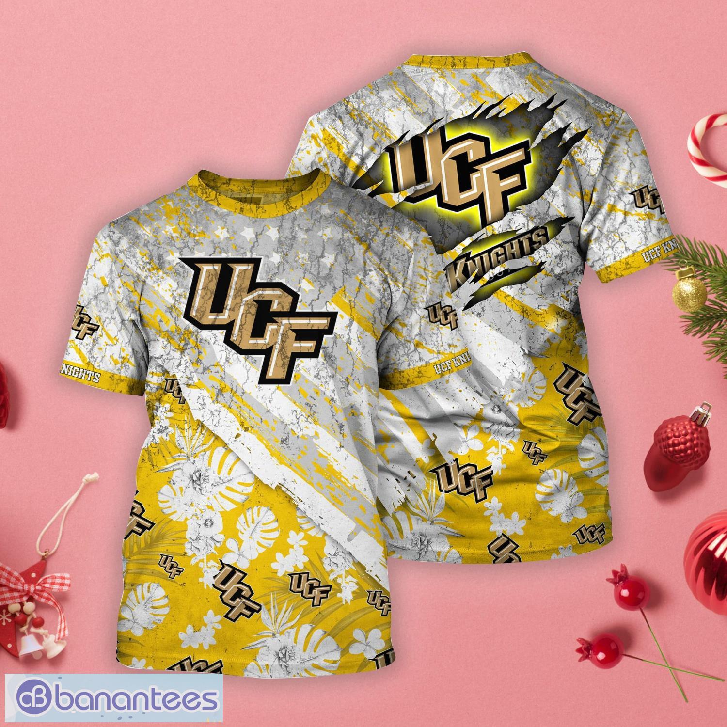 UCF Knights Tropical Flower Style And Flag All Over Printed 3D T-Shirt Product Photo 1