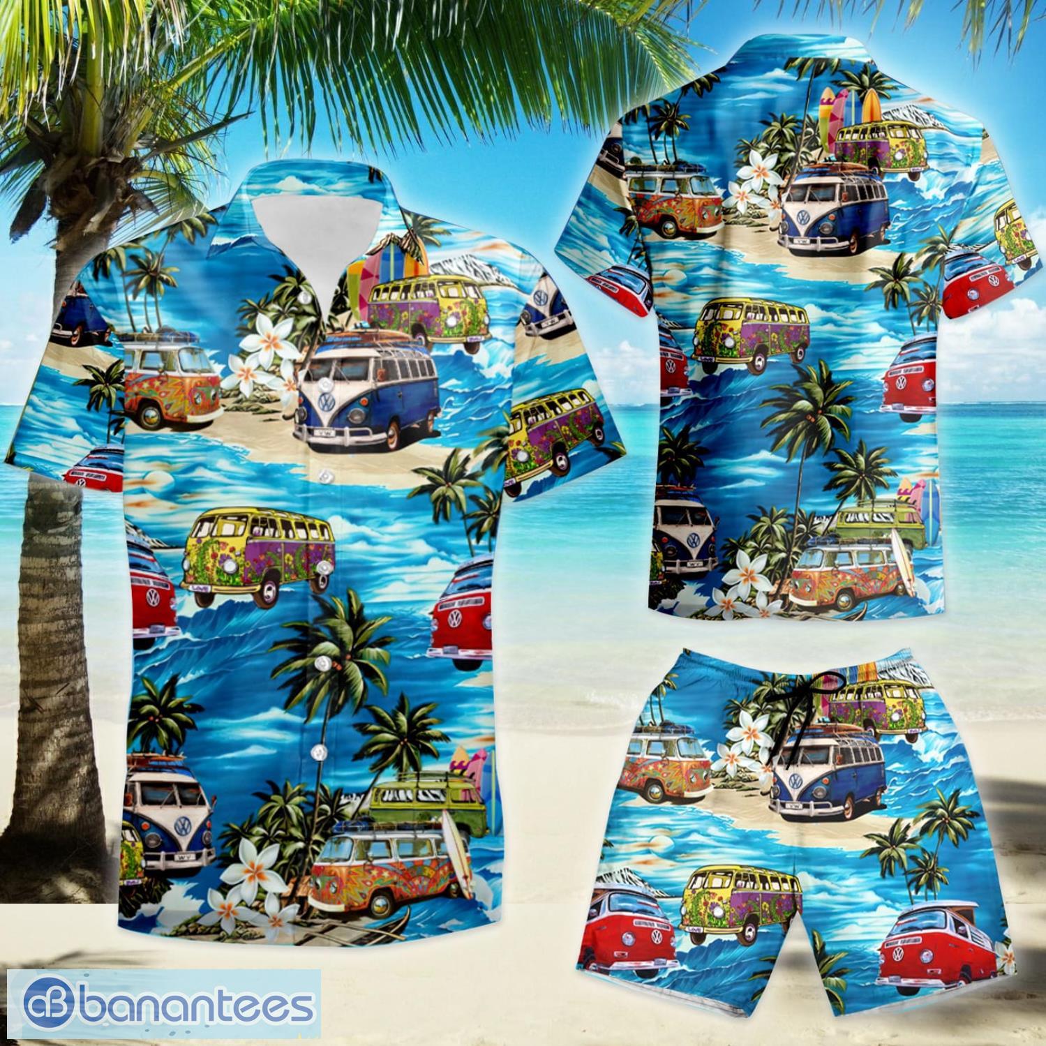 volkswagen bus summer hawaiian shirt and shorts 1 image Volkswagen Bus Summer Hawaiian Shirt And Shorts Product Photo 2